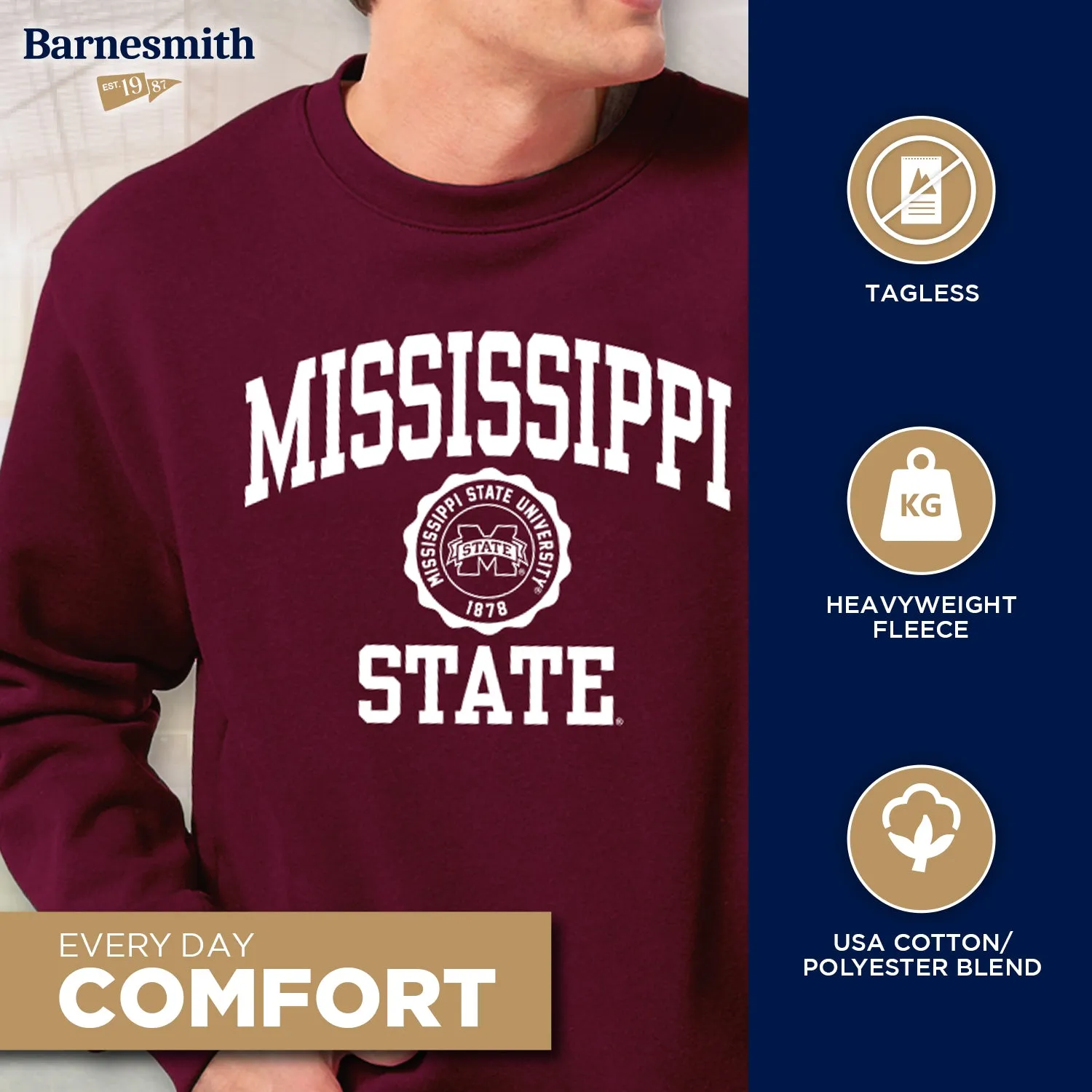 Mississippi State University Heritage Sweatshirt (Maroon) sold by Barnesmith product image thumbnail 3