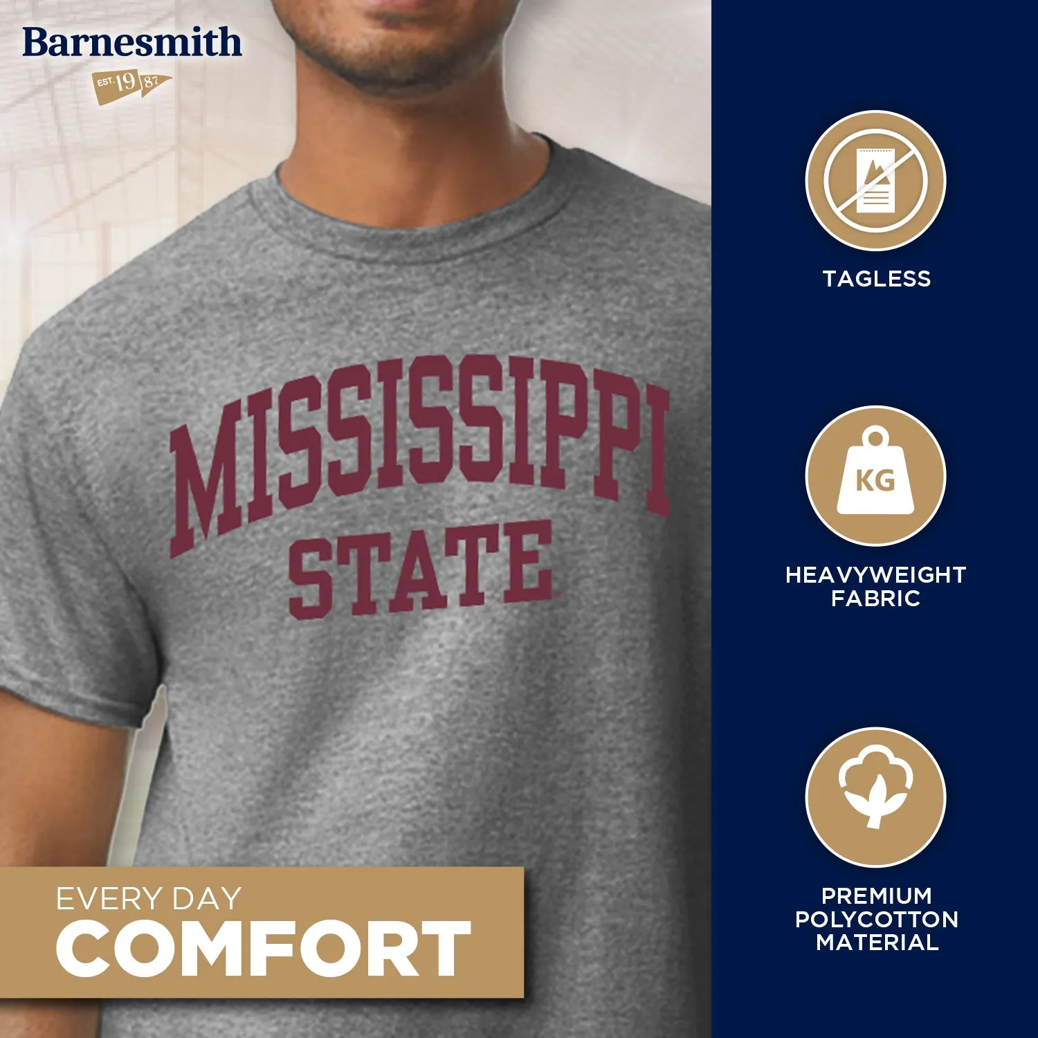 Mississippi State University Classic T-Shirt (Charcoal Grey) sold by Barnesmith product image thumbnail 3