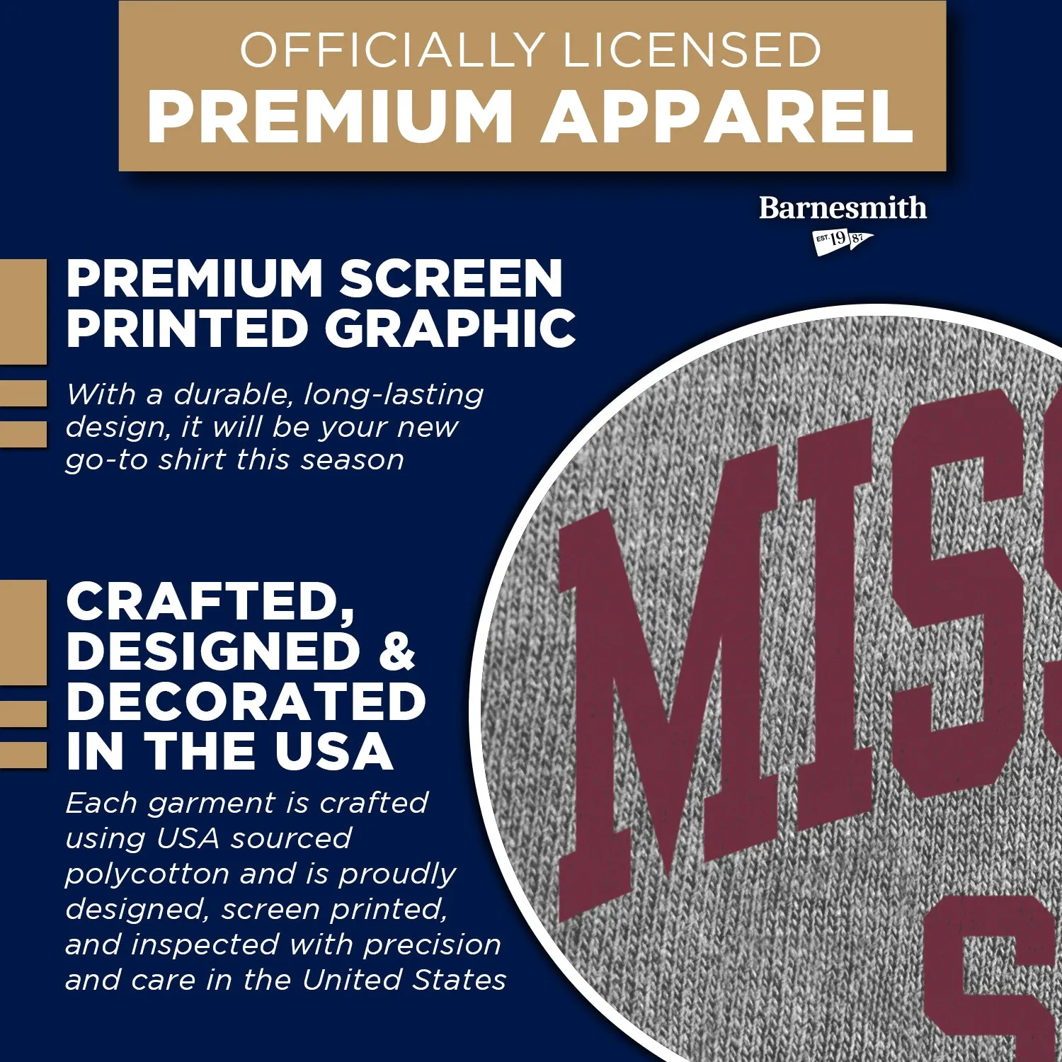 Mississippi State University Classic T-Shirt (Charcoal Grey) sold by Barnesmith product image thumbnail 4