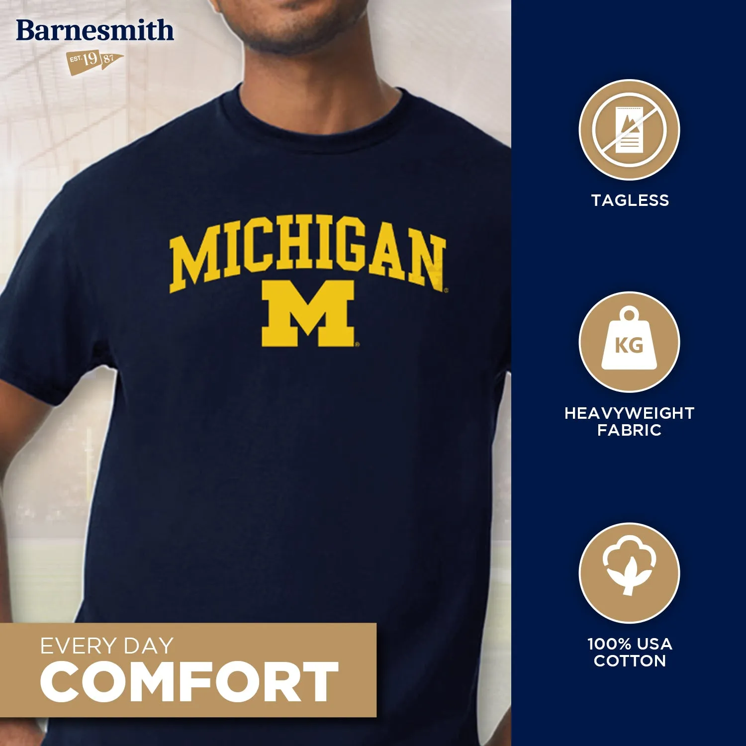 University of Michigan Spirit T-Shirt (Navy) sold by Barnesmith product image thumbnail 3