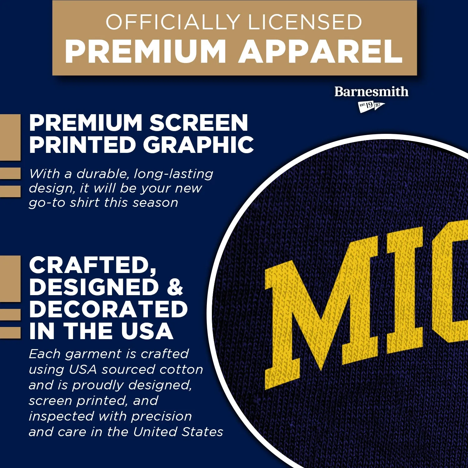 University of Michigan Spirit T-Shirt (Navy) sold by Barnesmith product image thumbnail 4