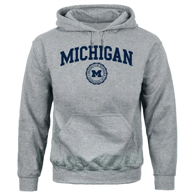 University of Michigan Heritage Hooded Sweatshirt (Charcoal Grey) sold by Barnesmith