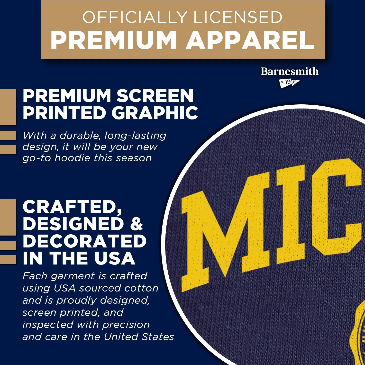University of Michigan Heritage Hooded Sweatshirt (Navy) sold by Barnesmith product image thumbnail 4