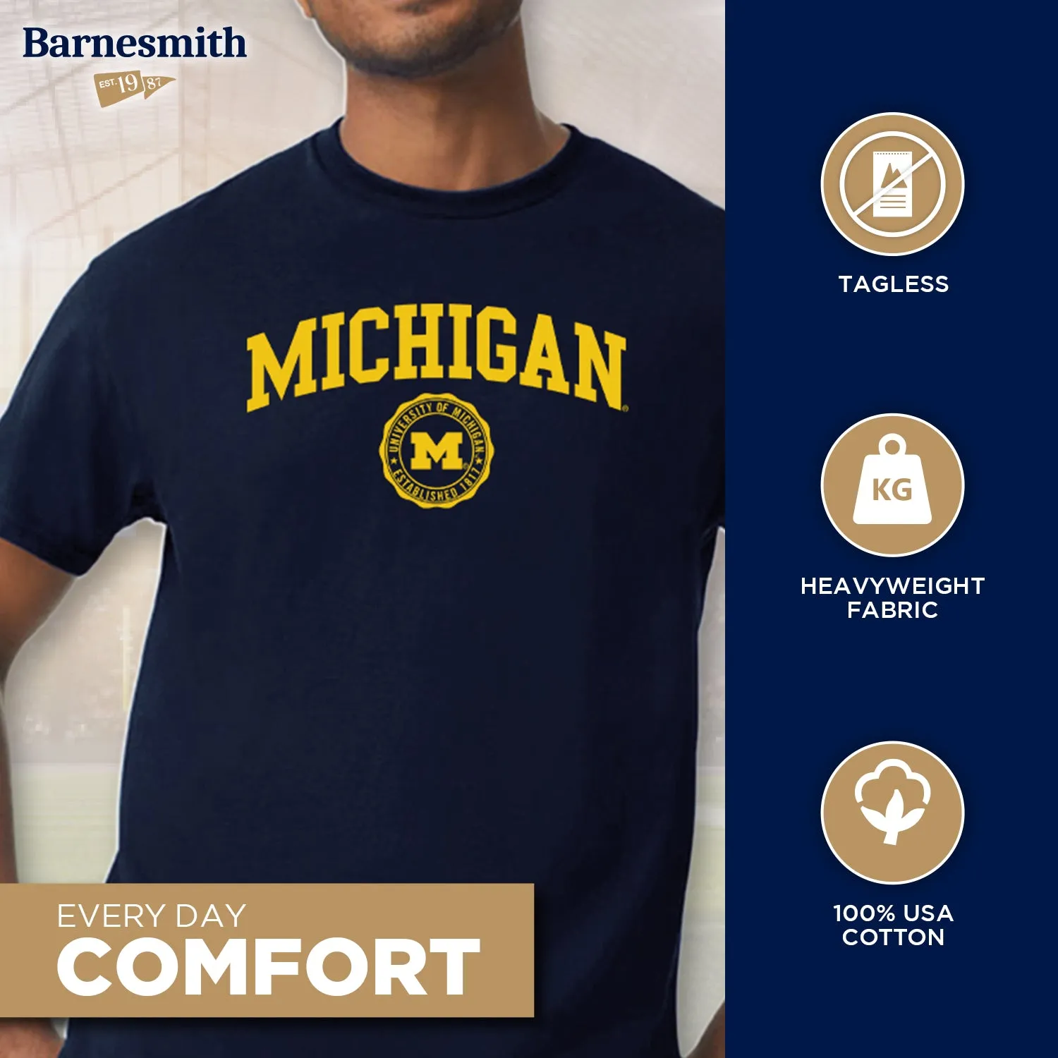 University of Michigan Heritage T-Shirt (Navy) sold by Barnesmith product image thumbnail 3