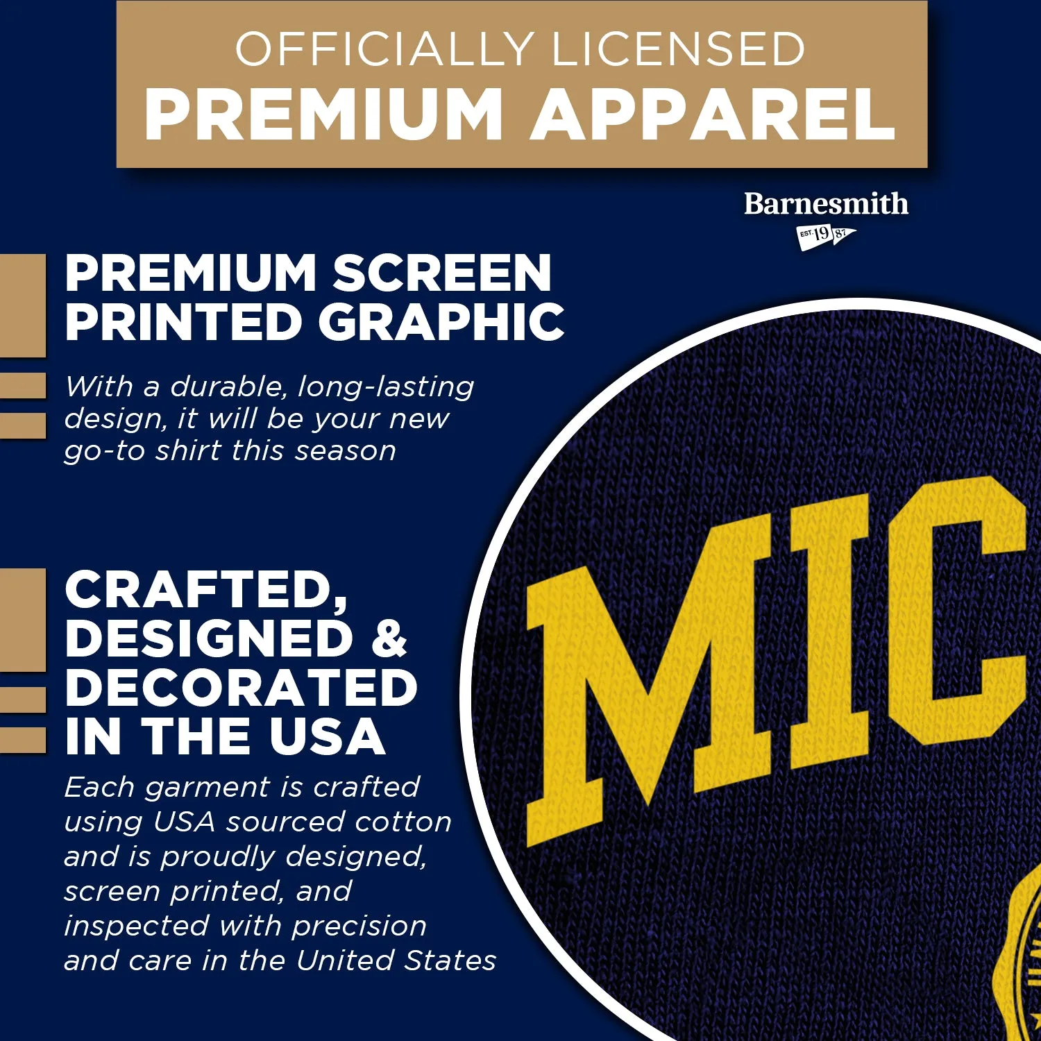 University of Michigan Heritage T-Shirt (Navy) sold by Barnesmith product image thumbnail 4