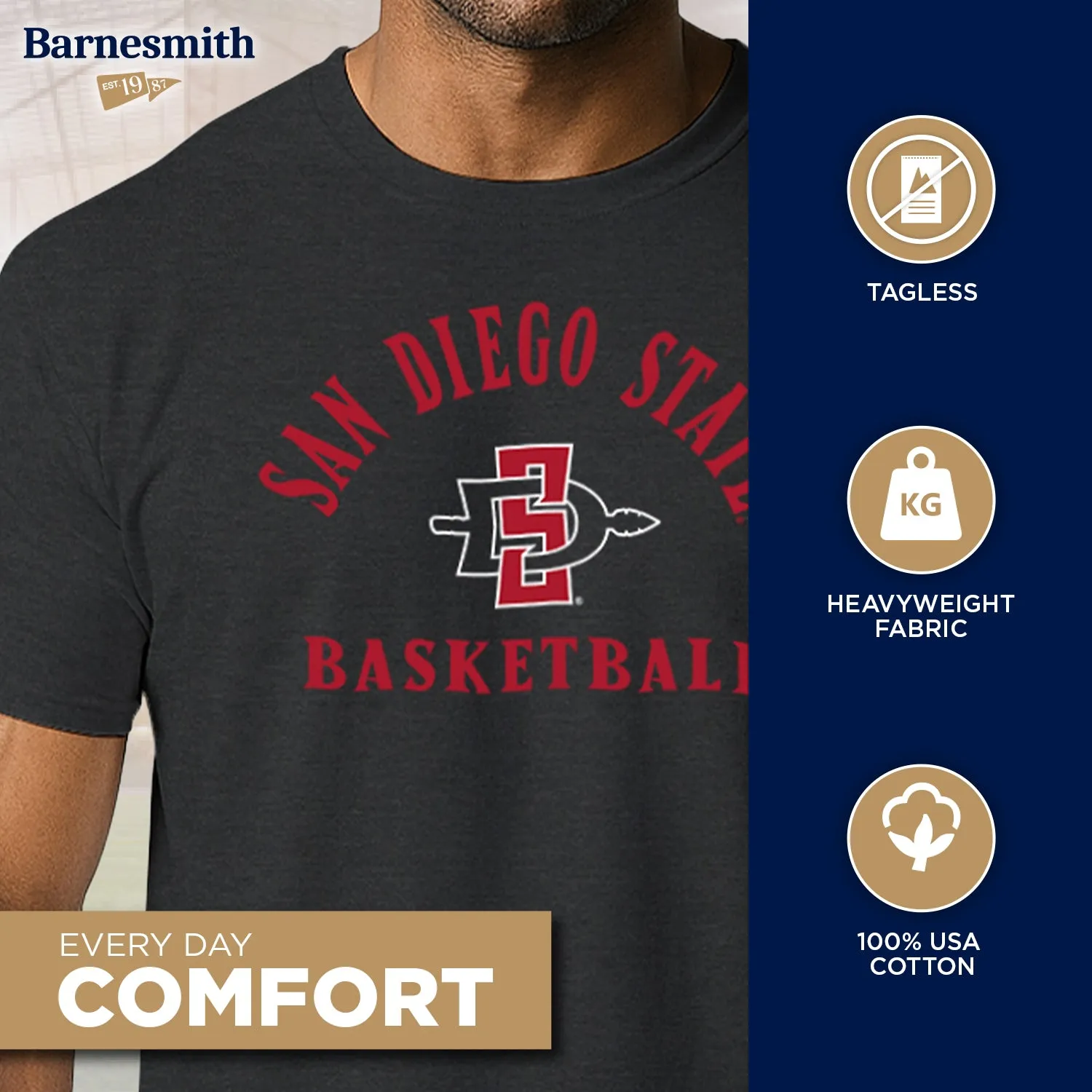 San Diego State University Basketball T-Shirt (Black) sold by Barnesmith product image thumbnail 3