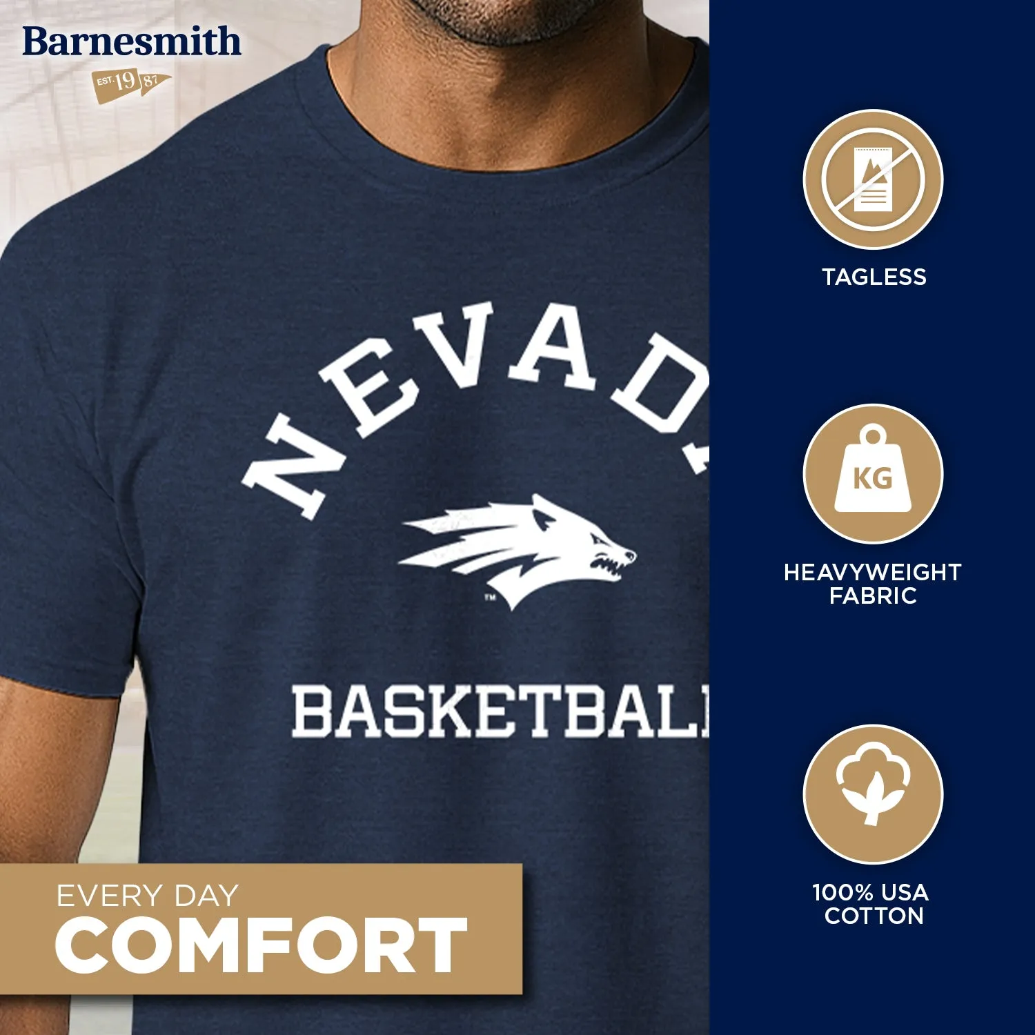 University of Nevada at Reno Basketball T-Shirt (Navy) sold by Barnesmith product image thumbnail 3