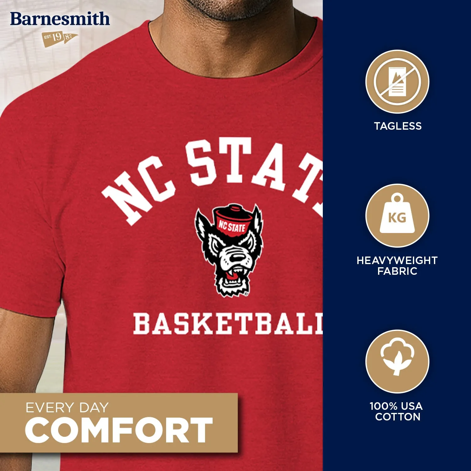 North Carolina State University Basketball T-Shirt (Red) sold by Barnesmith product image thumbnail 3