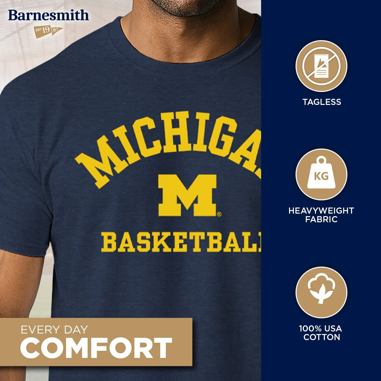 University of Michigan Basketball T-Shirt (Navy) sold by Barnesmith product image thumbnail 3