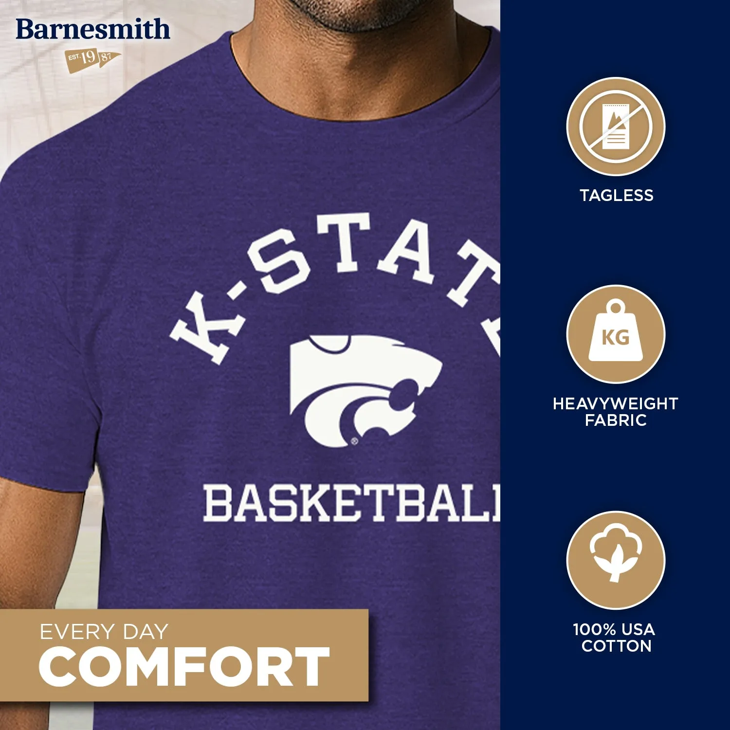 Kansas State University Basketball T-Shirt (Purple) sold by Barnesmith product image thumbnail 3