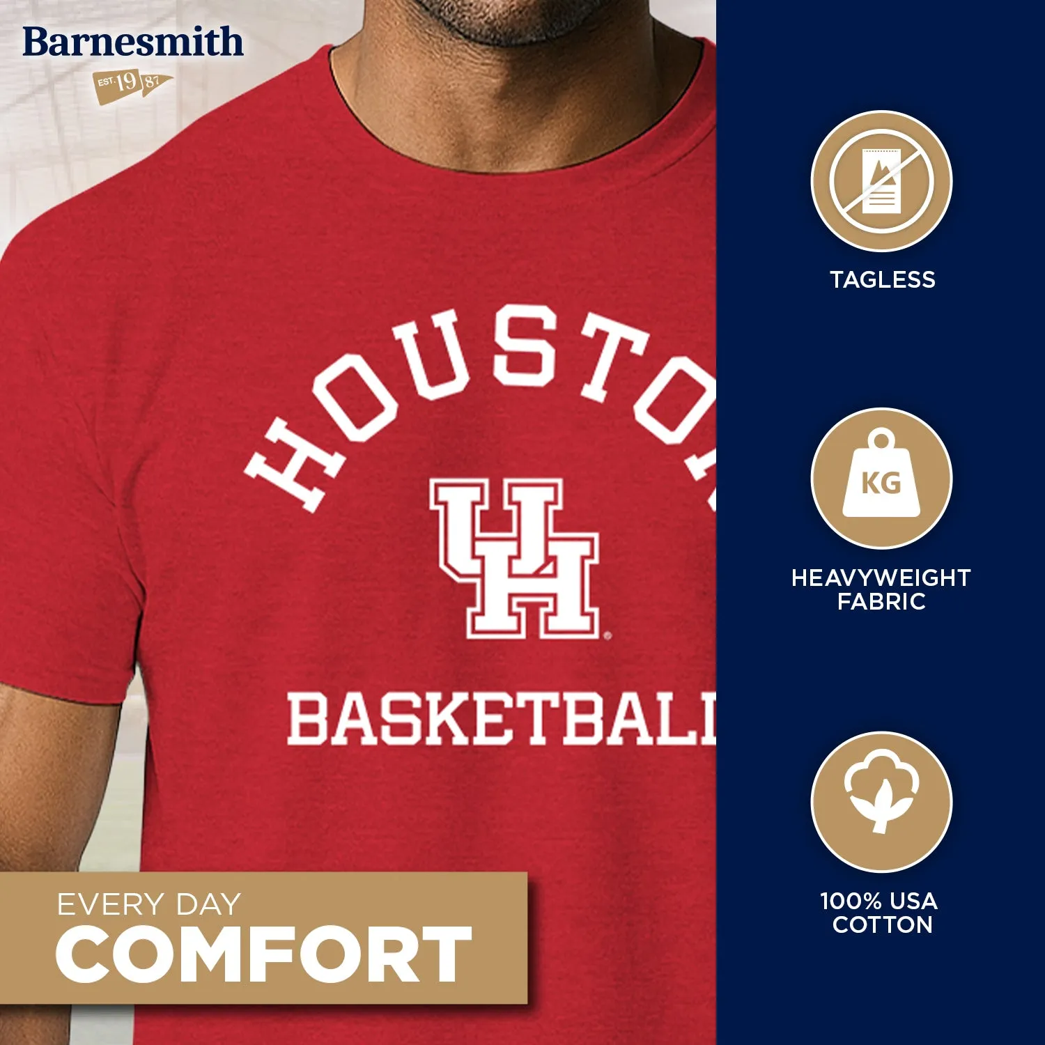 University of Houston Basketball T-Shirt (Red) sold by Barnesmith product image thumbnail 3