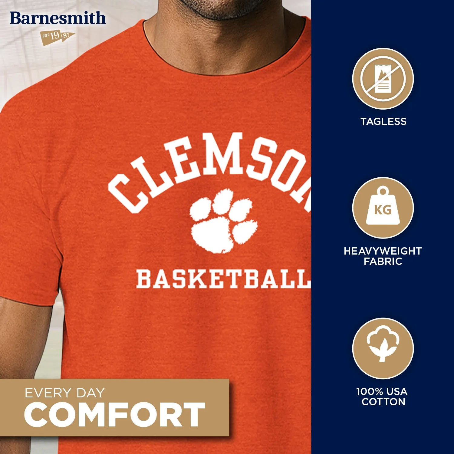 Clemson University Basketball T-Shirt (Orange) sold by Barnesmith product image thumbnail 3