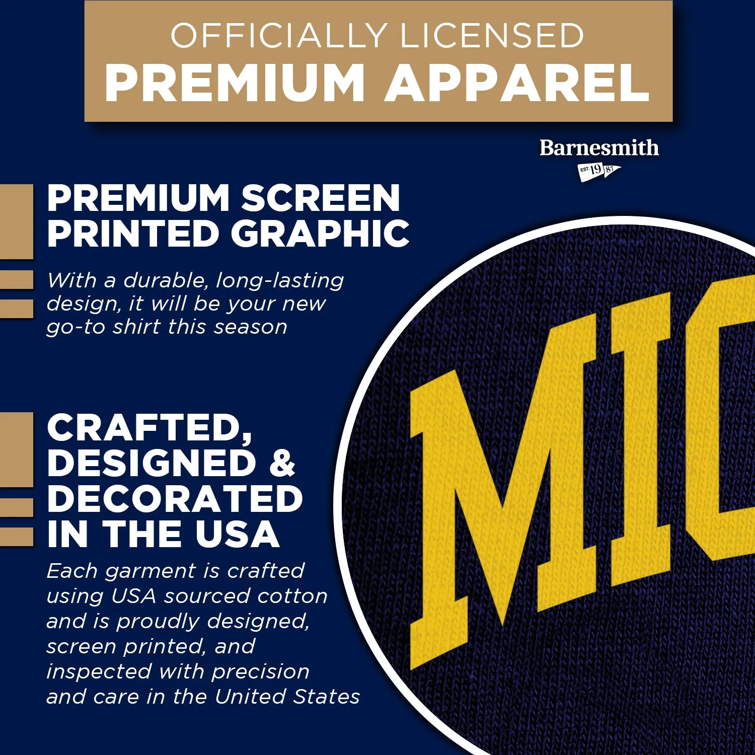 University of Michigan Classic T-Shirt (Navy) sold by Barnesmith product image thumbnail 4