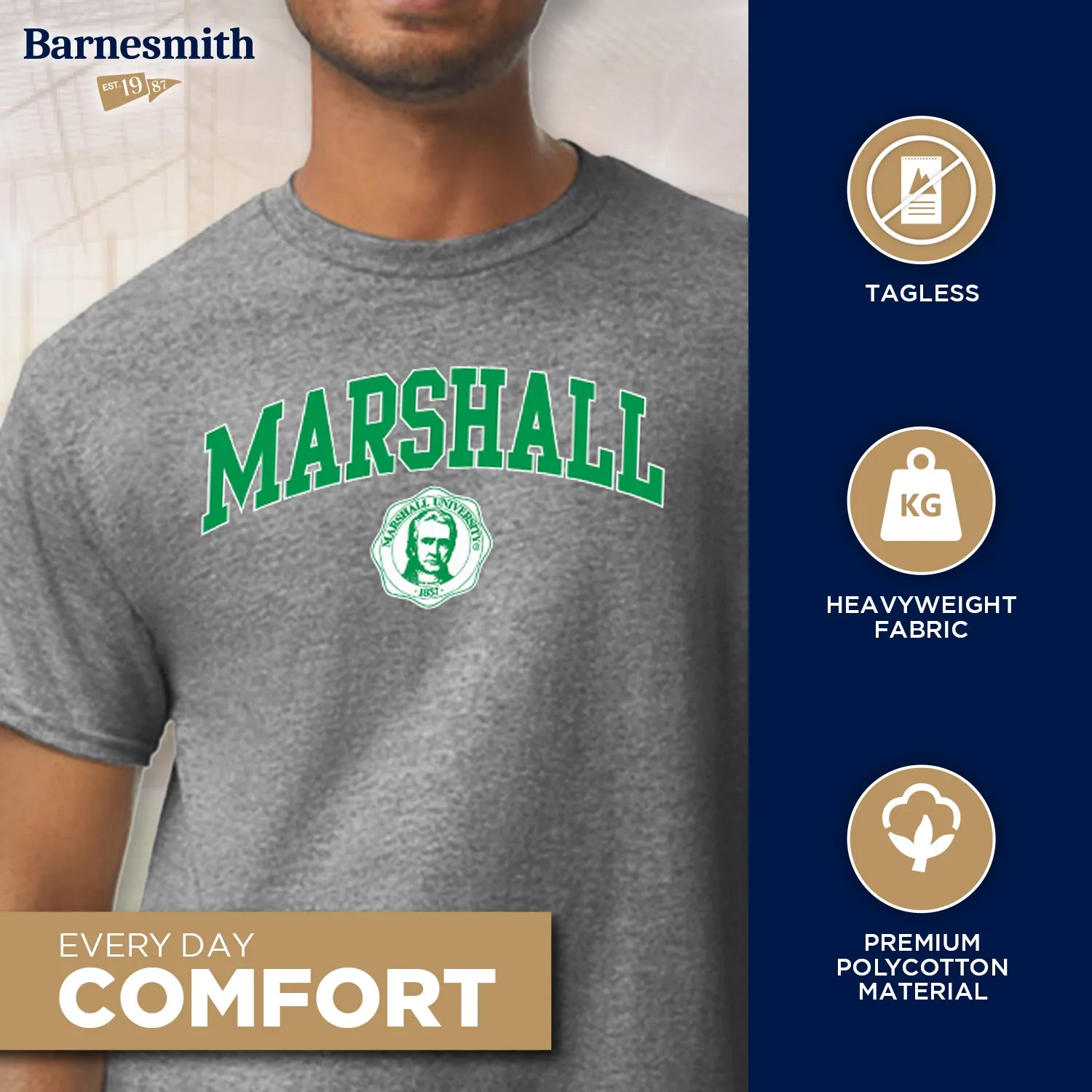 Marshall University Spirit T-Shirt (Charcoal Grey) sold by Barnesmith product image thumbnail 3