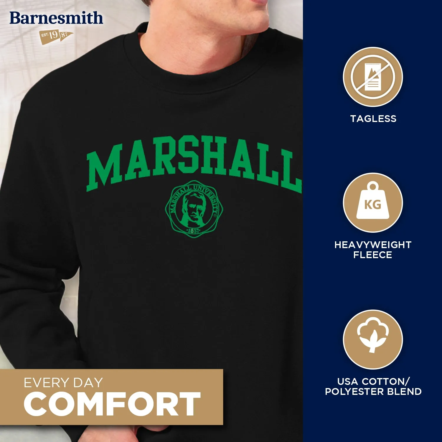Marshall University Heritage Sweatshirt (Black) sold by Barnesmith product image thumbnail 3