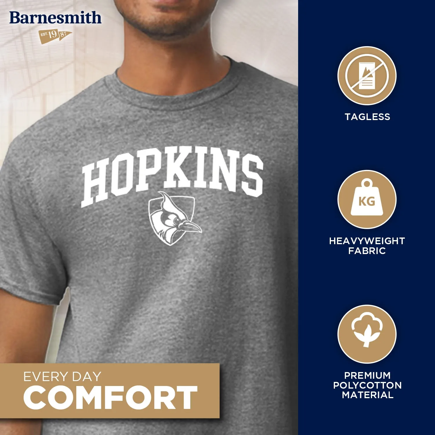 Johns Hopkins University Spirit T-Shirt (Charcoal Grey) sold by Barnesmith product image thumbnail 3