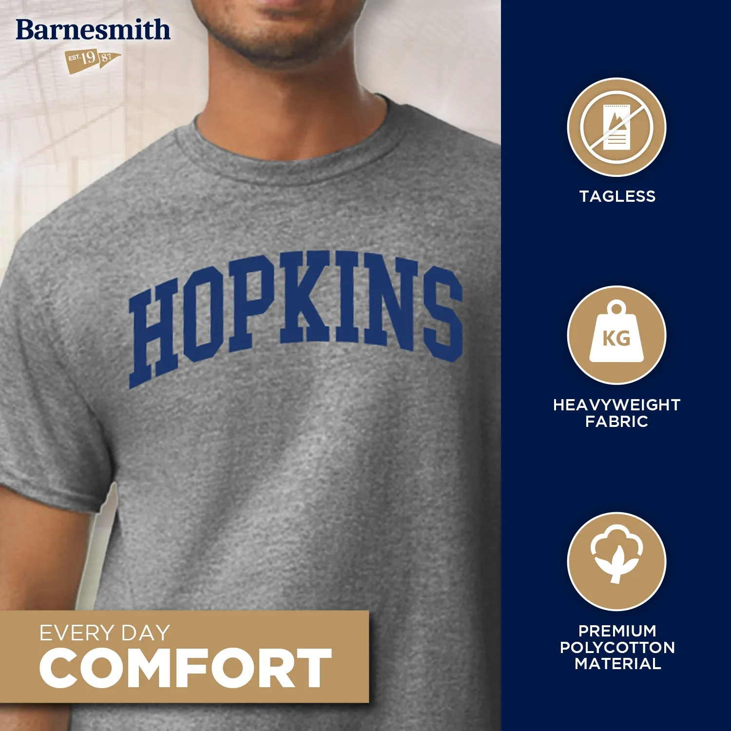 Johns Hopkins University Heritage T-Shirt (Charcoal Grey) sold by Barnesmith product image thumbnail 3