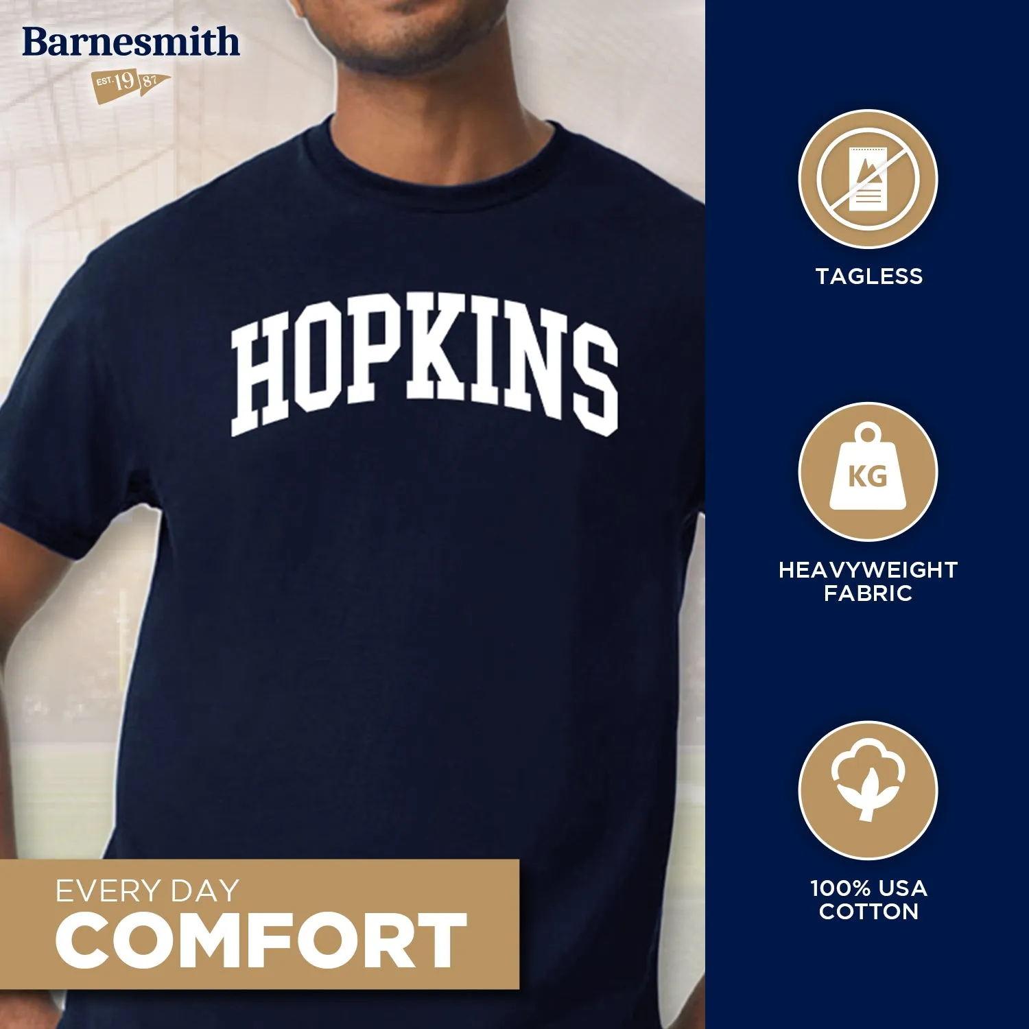 Johns Hopkins University Heritage T-Shirt (Navy) sold by Barnesmith product image thumbnail 3