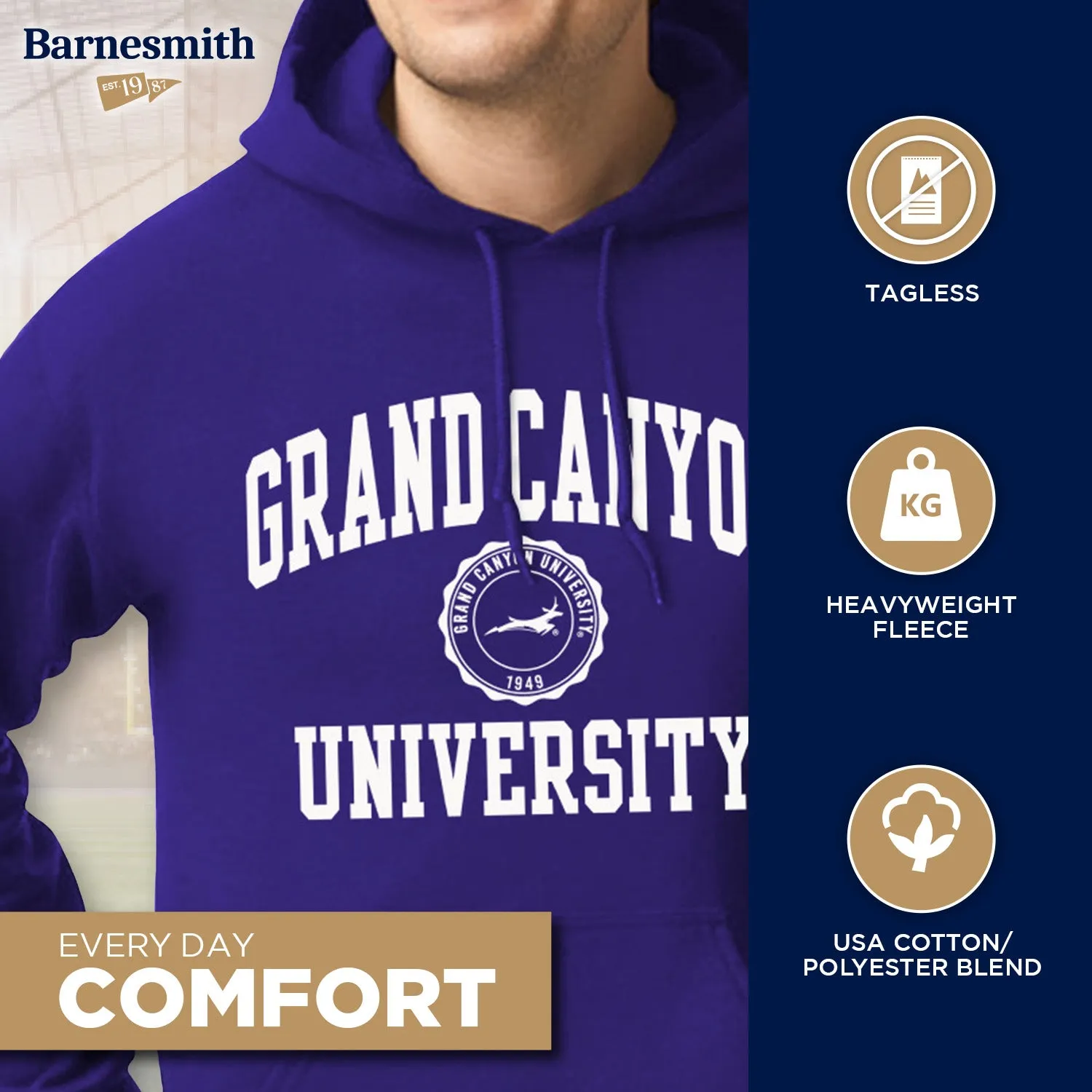 Grand Canyon University Heritage Hooded Sweatshirt (Purple) sold by Barnesmith product image thumbnail 3