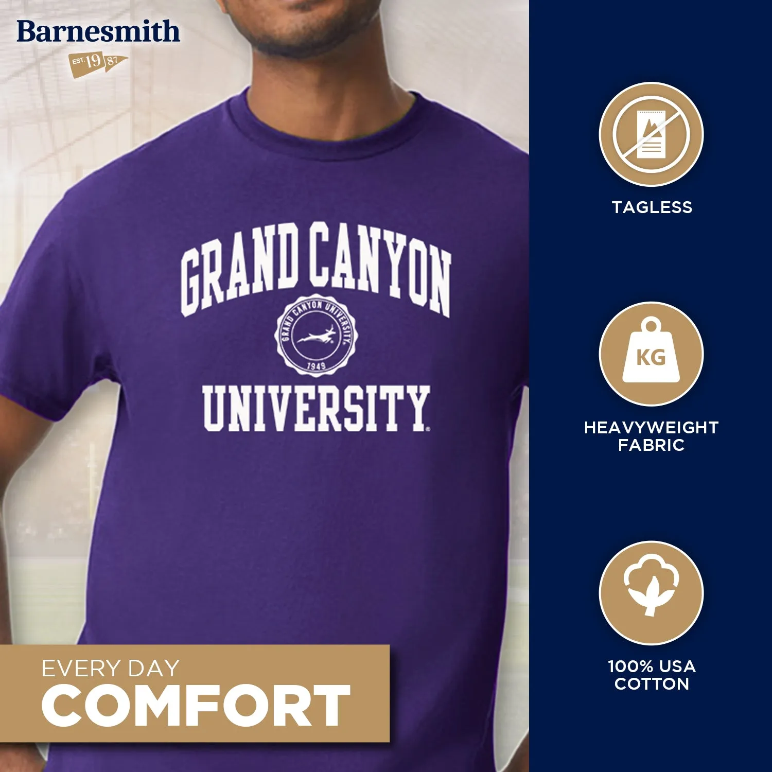 Grand Canyon University Heritage T-Shirt (Purple) sold by Barnesmith product image thumbnail 3
