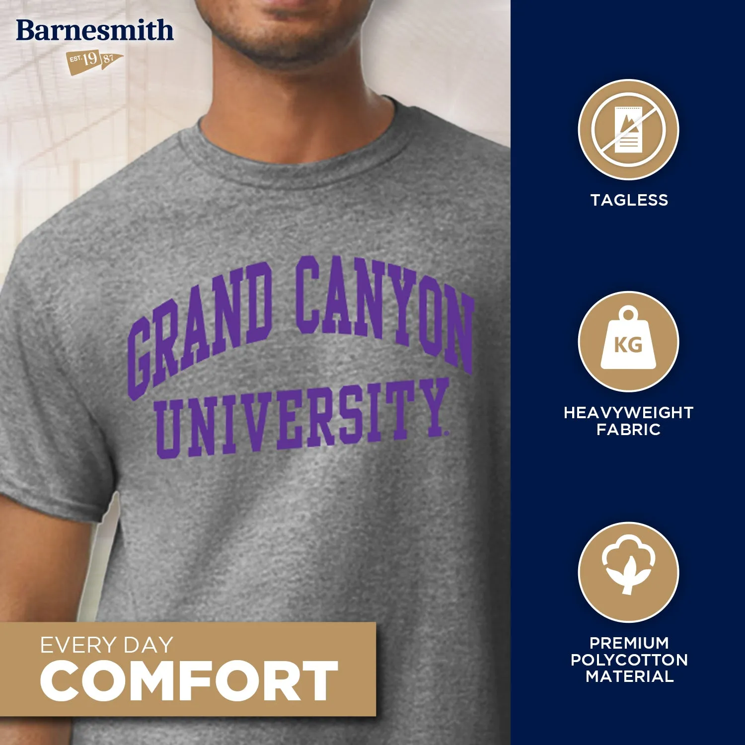 Grand Canyon University Classic T-Shirt (Charcoal Grey) sold by Barnesmith product image thumbnail 3