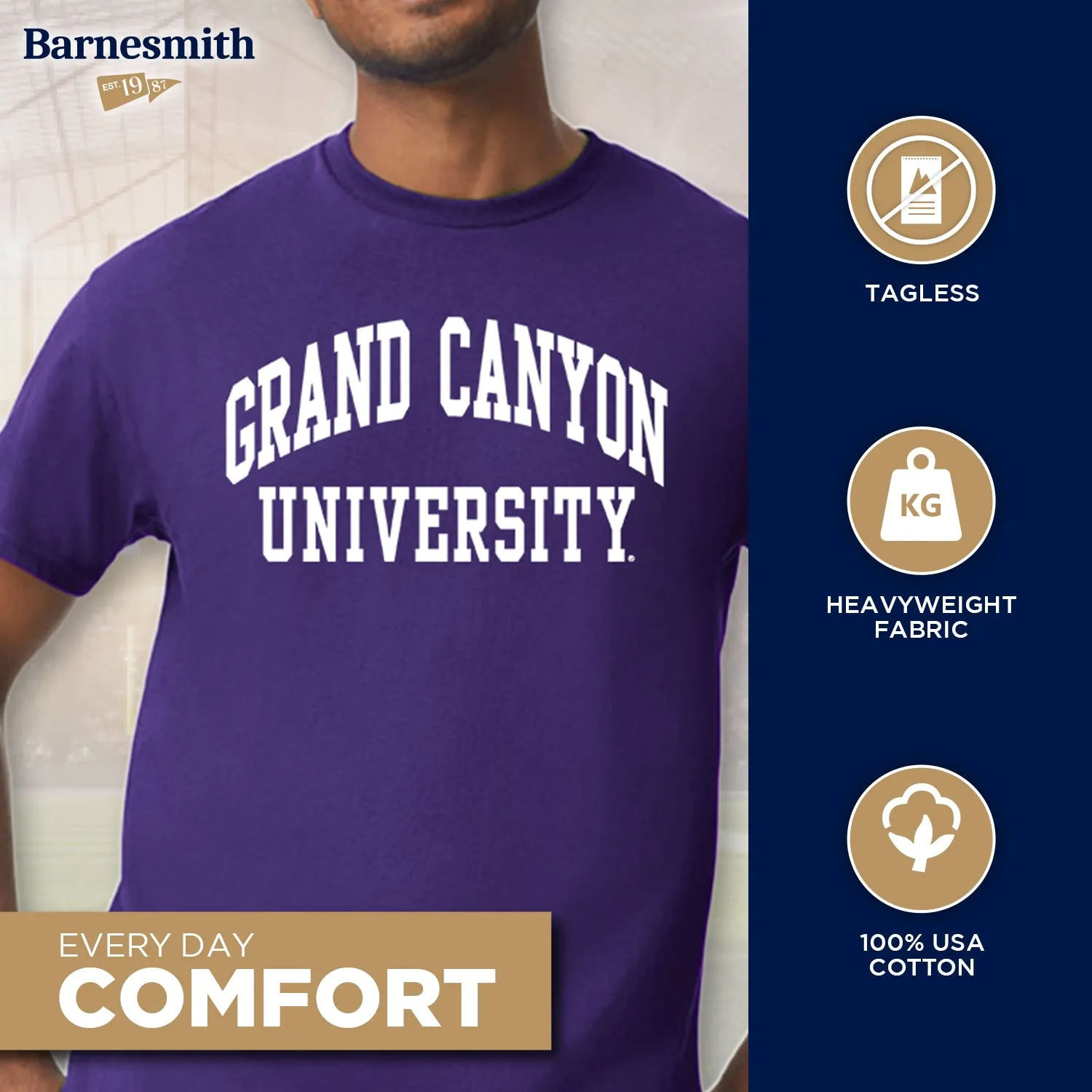 Grand Canyon University Classic T-Shirt (Purple) sold by Barnesmith product image thumbnail 3