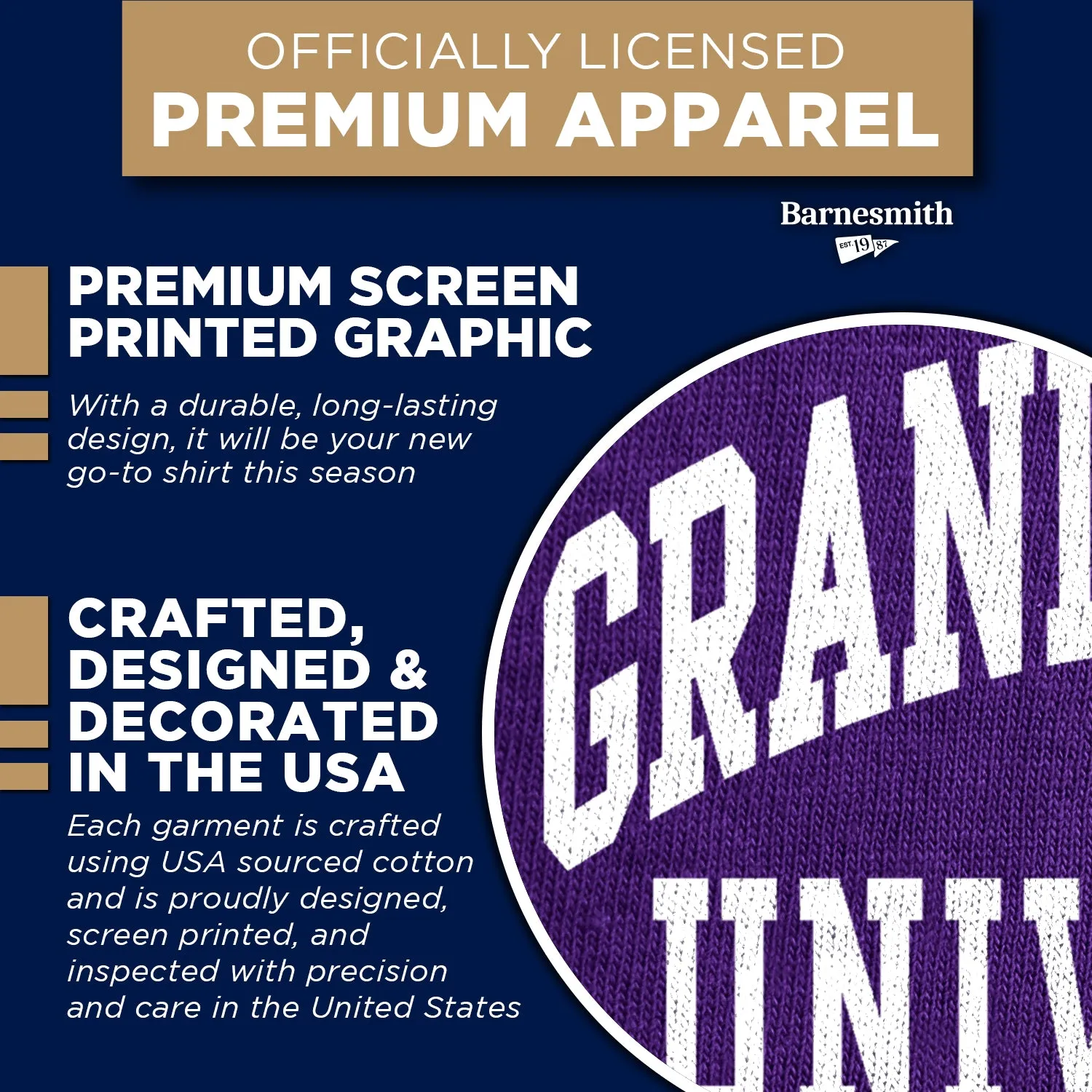 Grand Canyon University Classic T-Shirt (Purple) sold by Barnesmith product image thumbnail 4