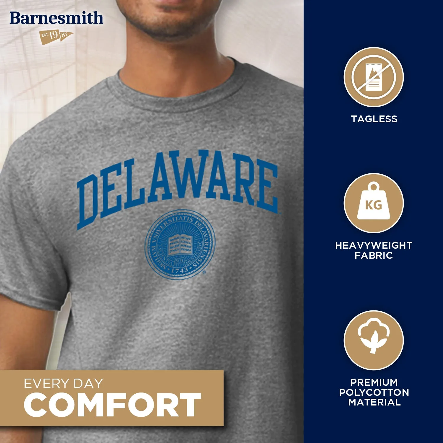 University of Delaware Heritage T-Shirt (Charcoal Grey) sold by Barnesmith product image thumbnail 3