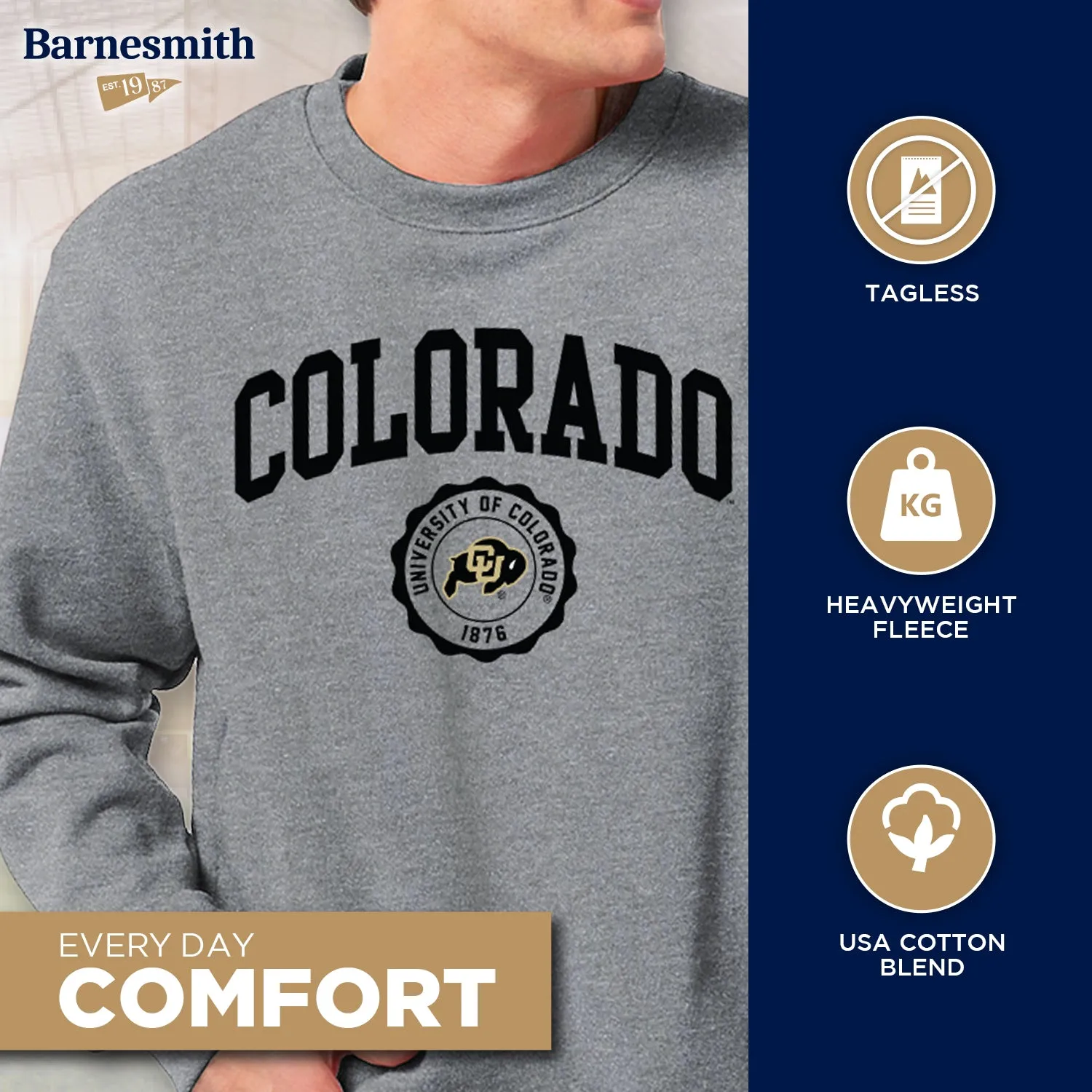 University of Colorado Heritage Sweatshirt (Charcoal Grey) sold by Barnesmith product image thumbnail 3