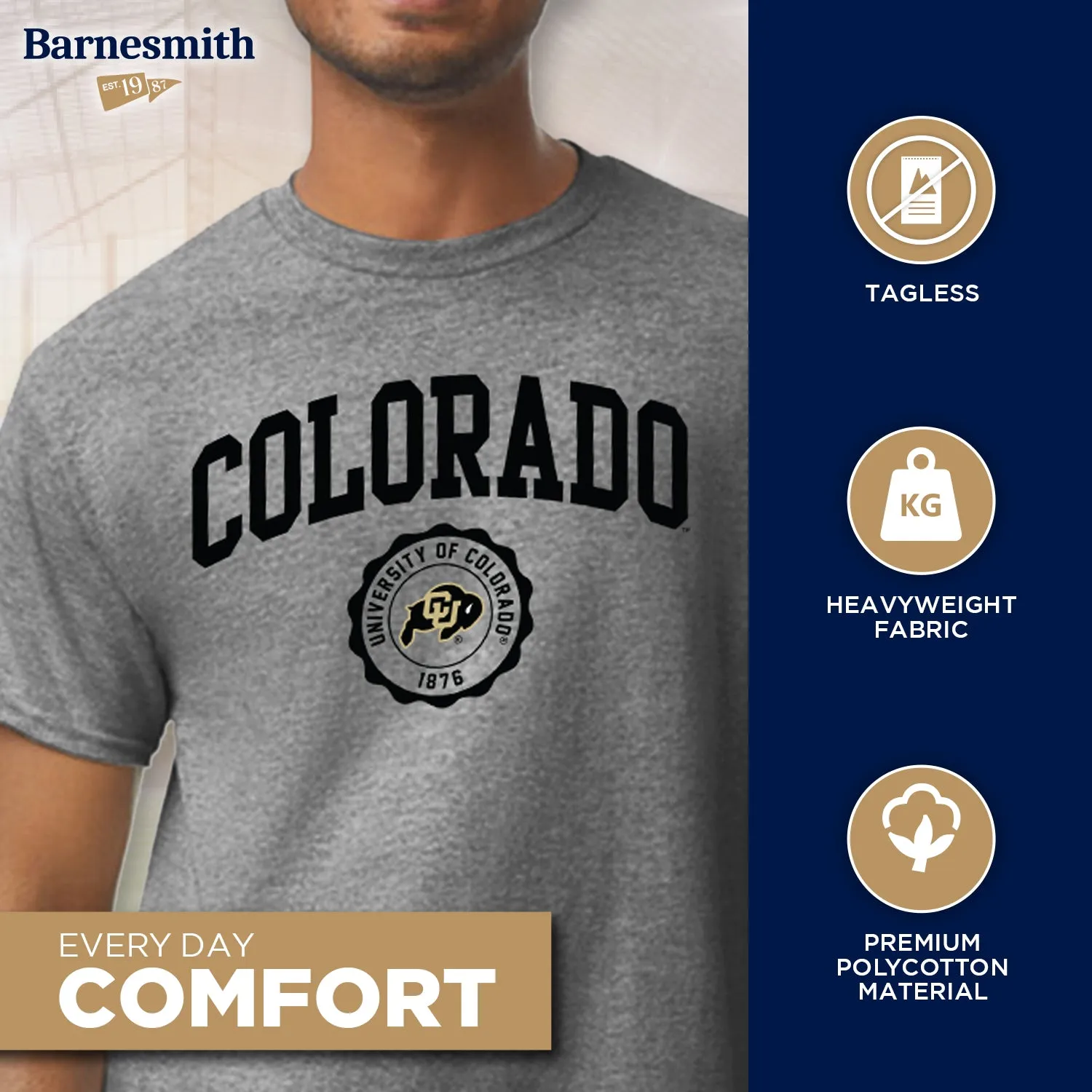 University of Colorado Heritage T-Shirt (Charcoal Grey) sold by Barnesmith product image thumbnail 3