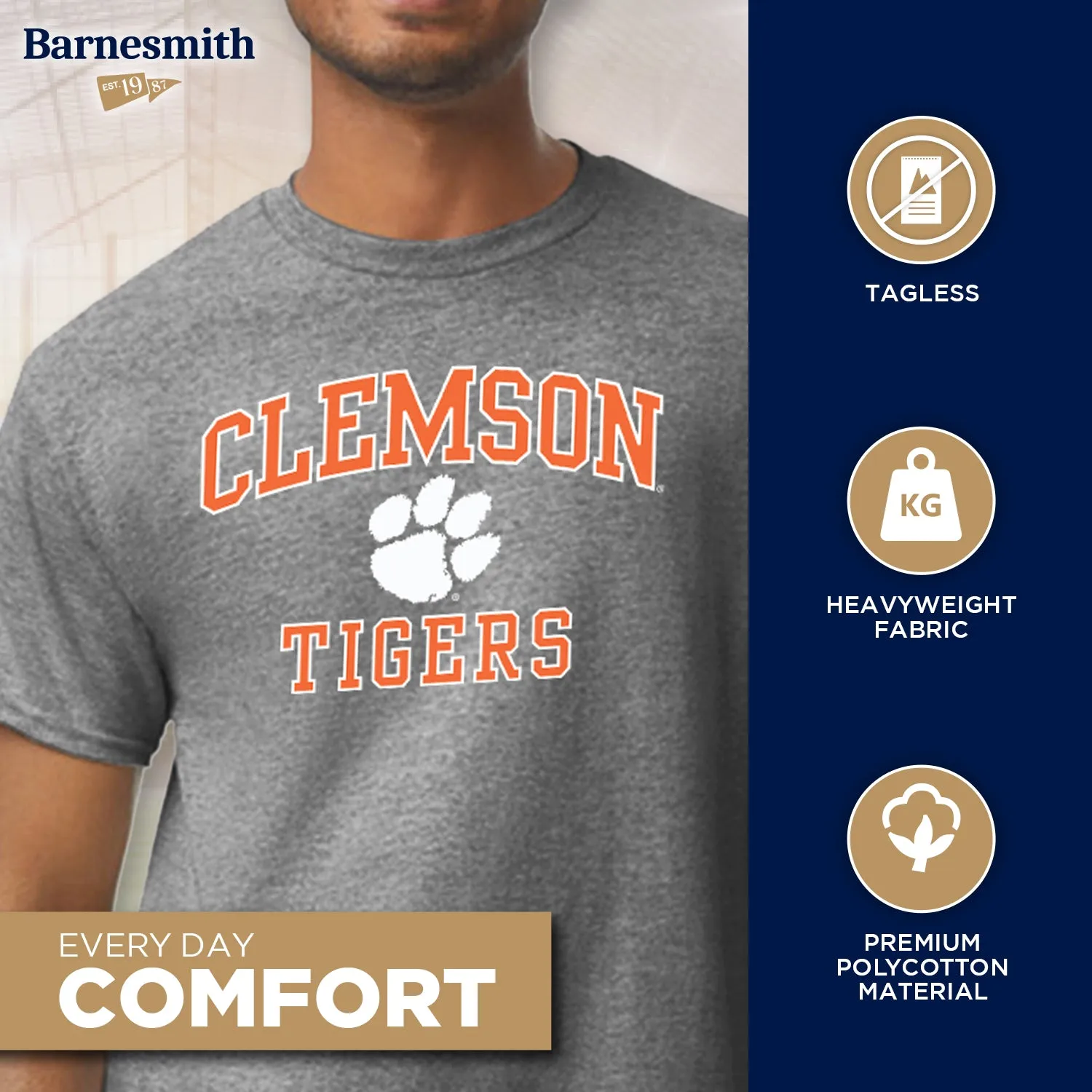 Clemson University Spirit T-Shirt (Charcoal Grey) sold by Barnesmith product image thumbnail 3