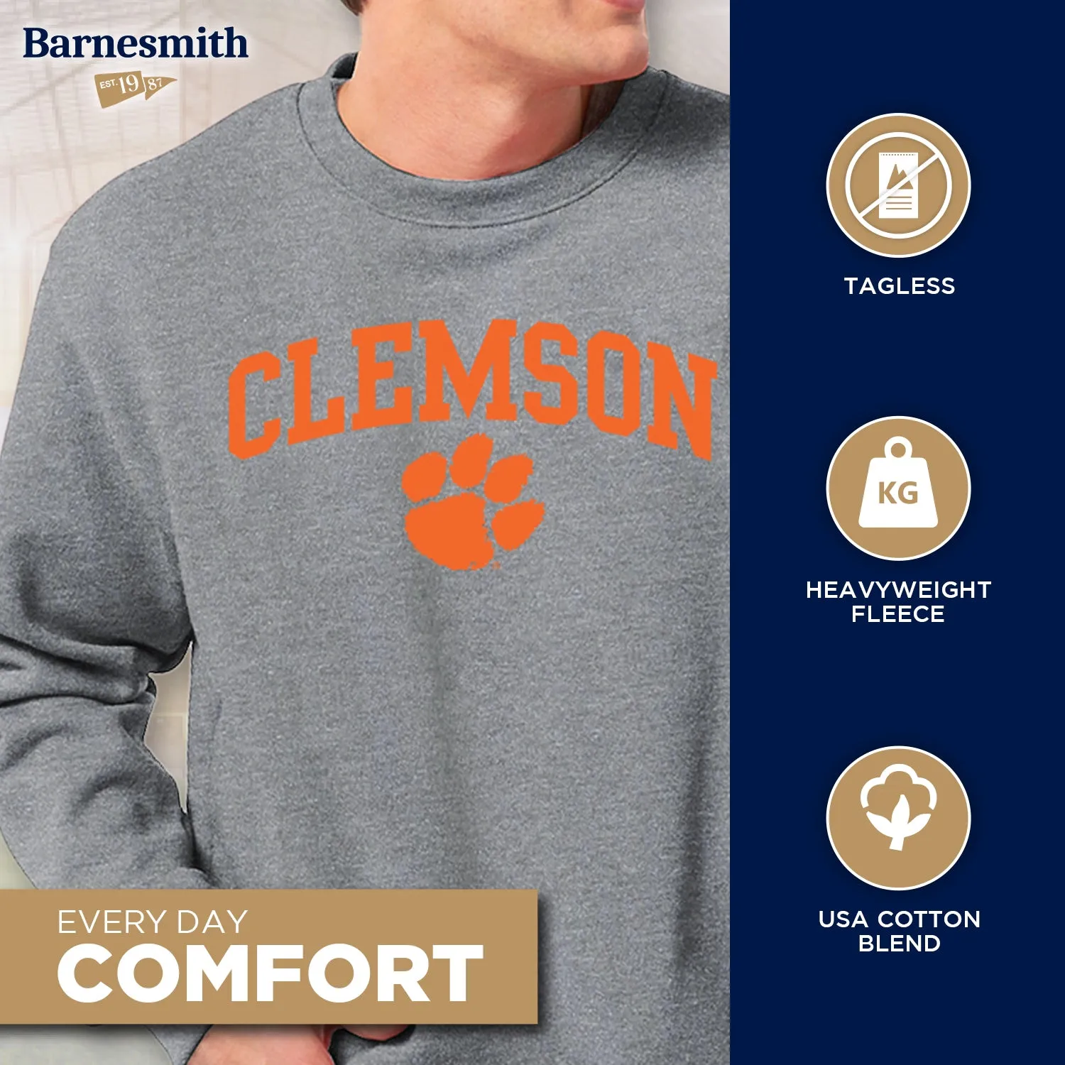 Clemson University Heritage Sweatshirt (Charcoal Grey) sold by Barnesmith product image thumbnail 3