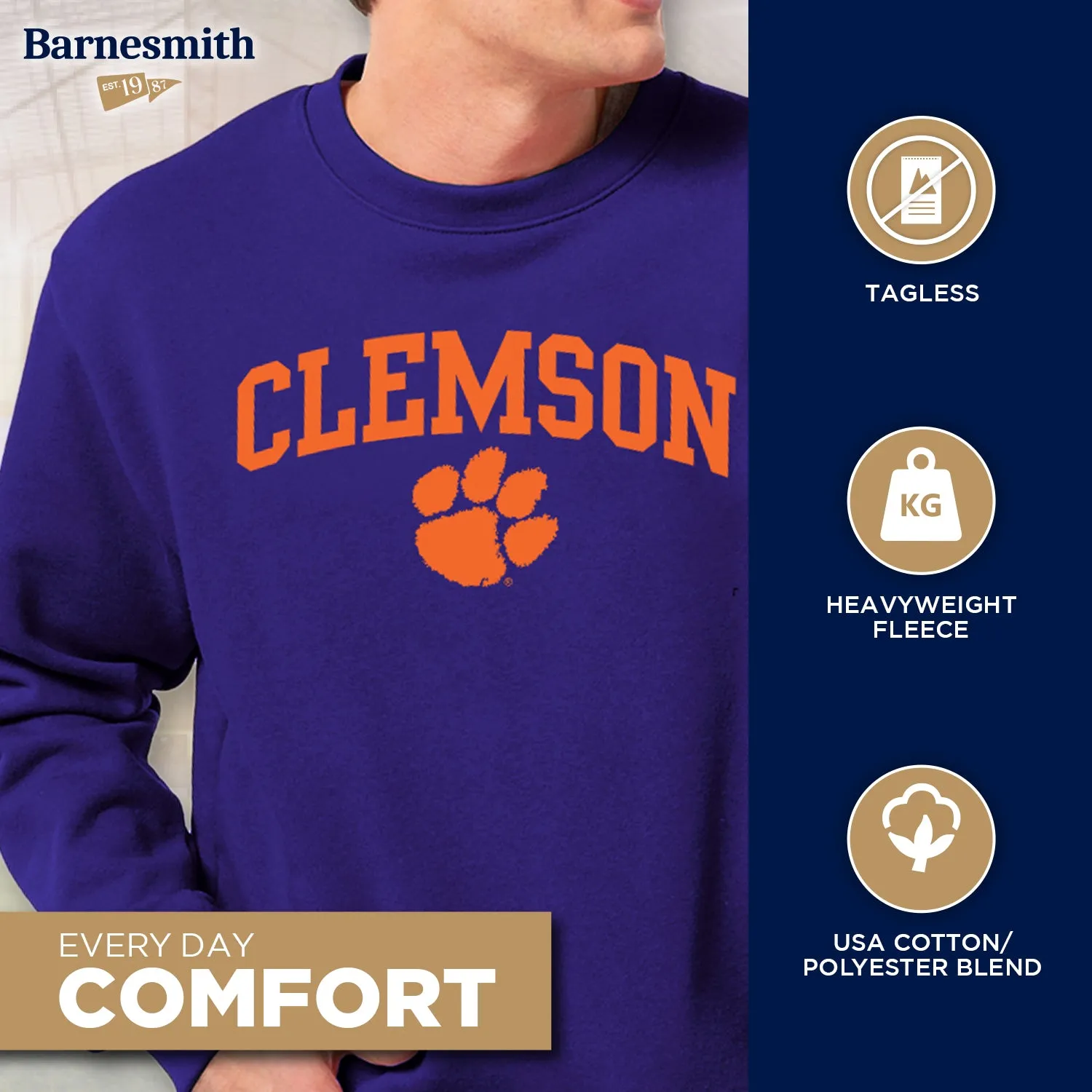 Clemson University Heritage Sweatshirt (Purple) sold by Barnesmith product image thumbnail 3