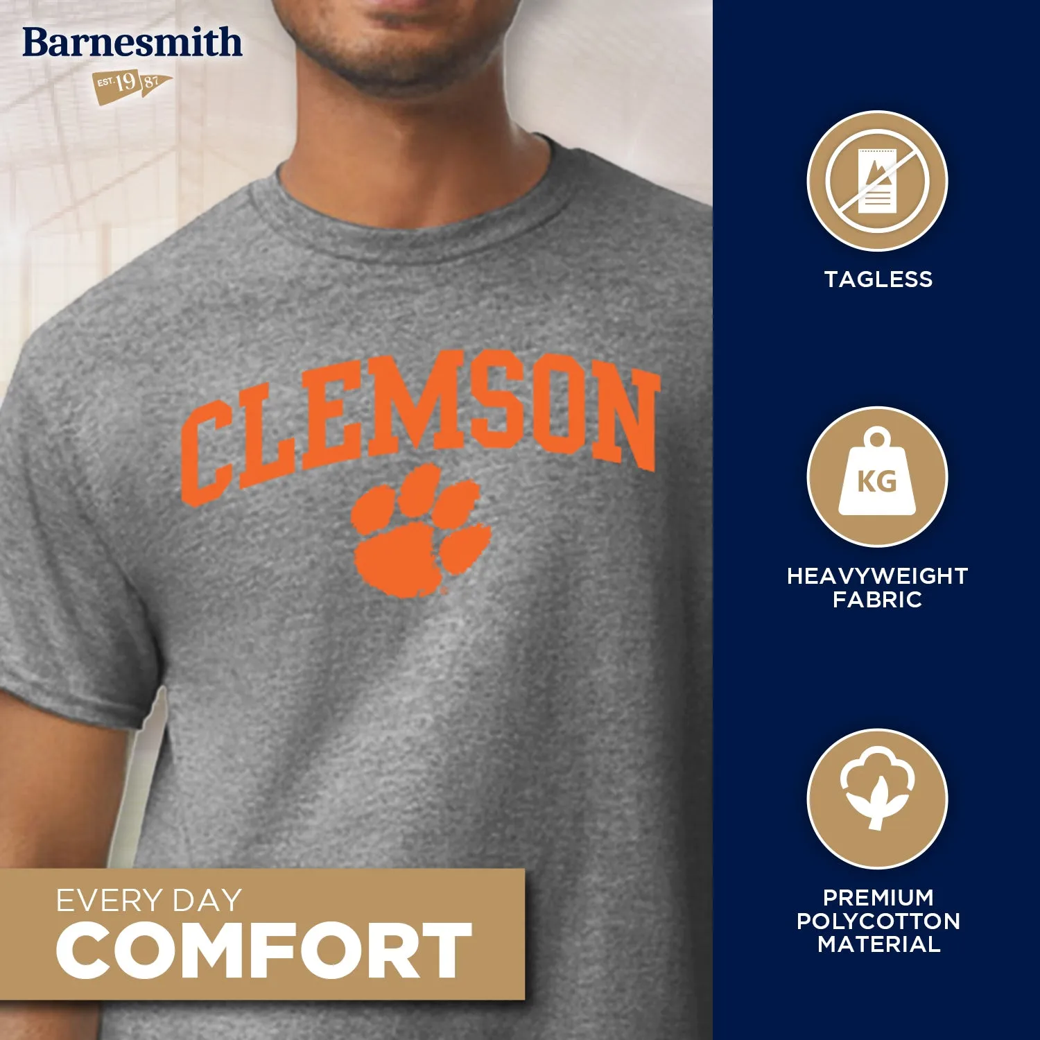 Clemson University Heritage T-Shirt (Charcoal Grey) sold by Barnesmith product image thumbnail 3