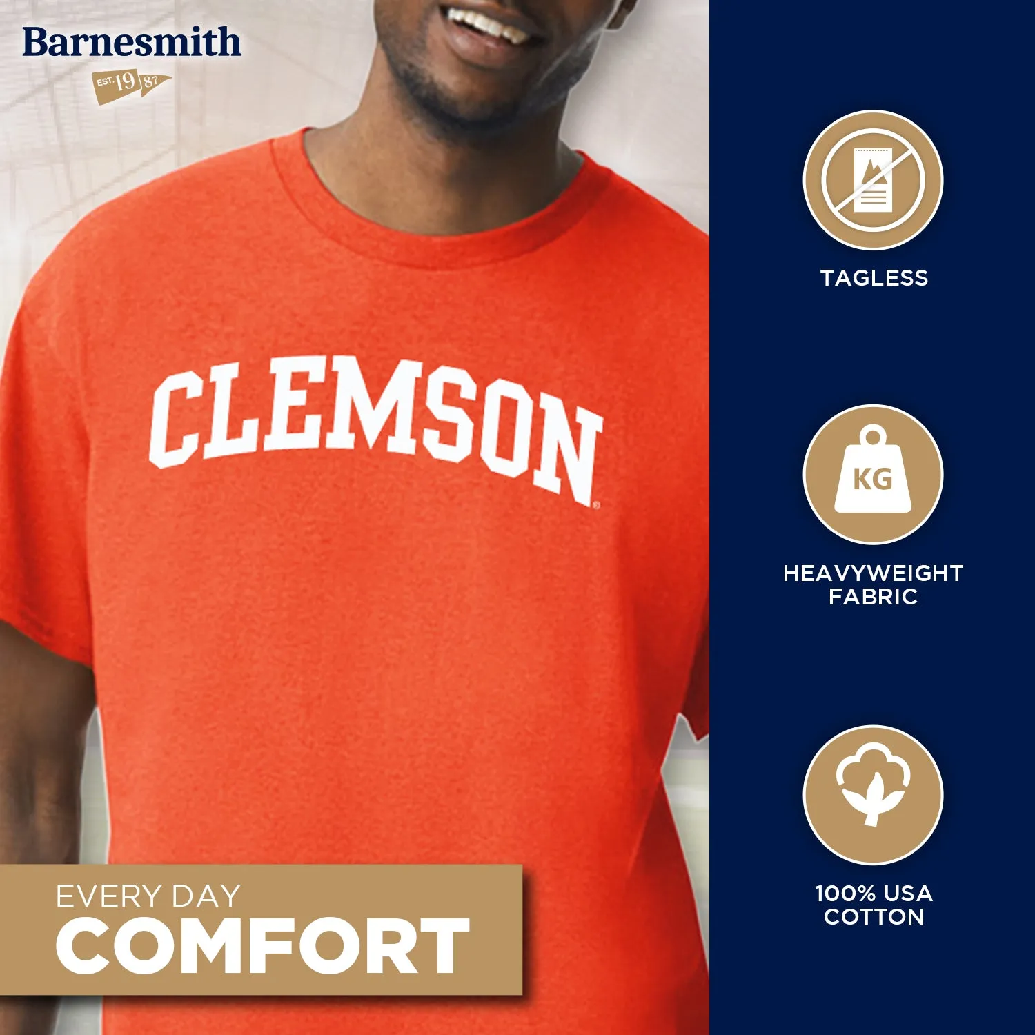 Clemson University Cross Classic T-Shirt (Orange) sold by Barnesmith product image thumbnail 3