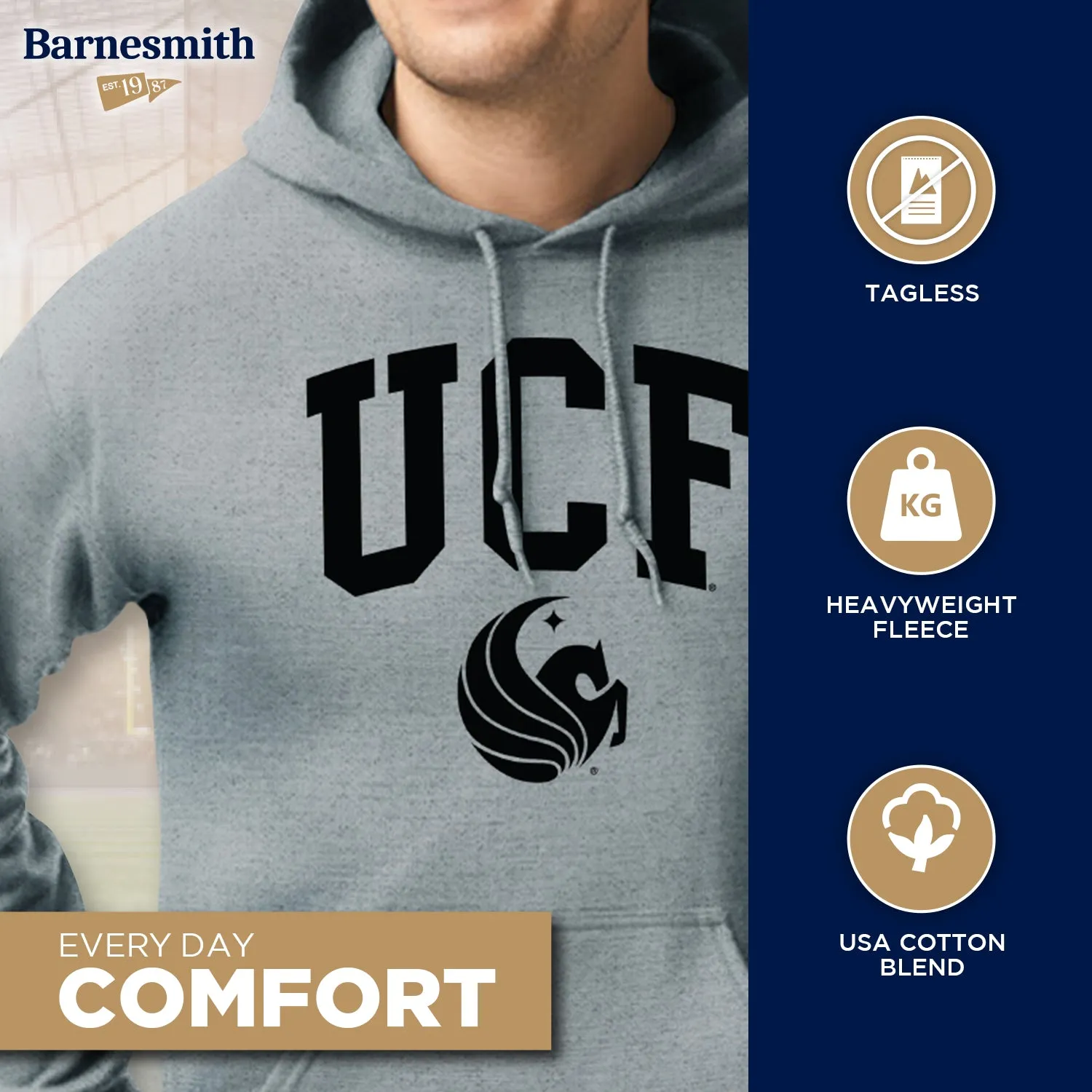 University of Central Florida Heritage Hooded Sweatshirt (Charcoal Grey) sold by Barnesmith product image thumbnail 3
