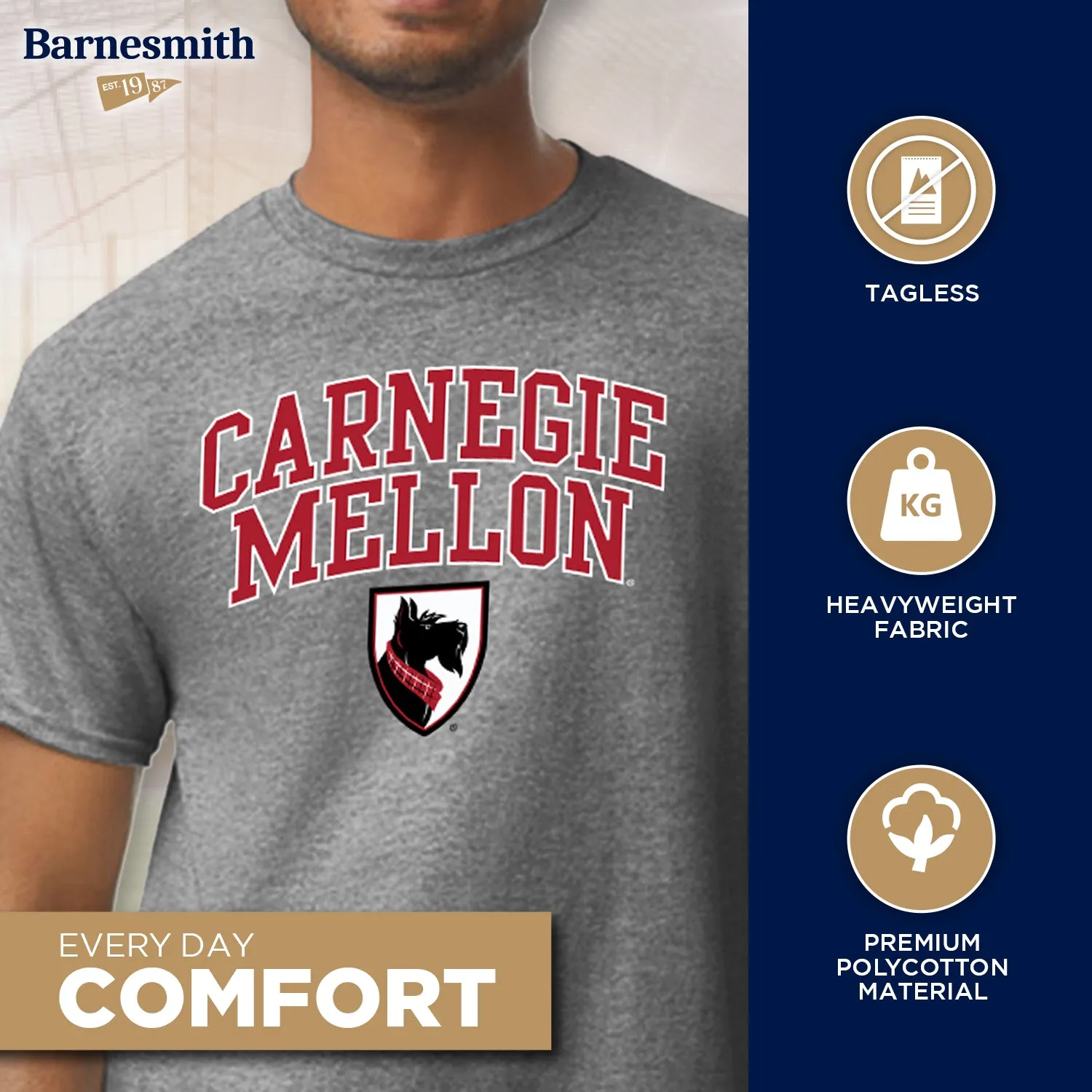Carnegie Mellon University Spirit T-Shirt (Charcoal Grey) sold by Barnesmith product image thumbnail 3