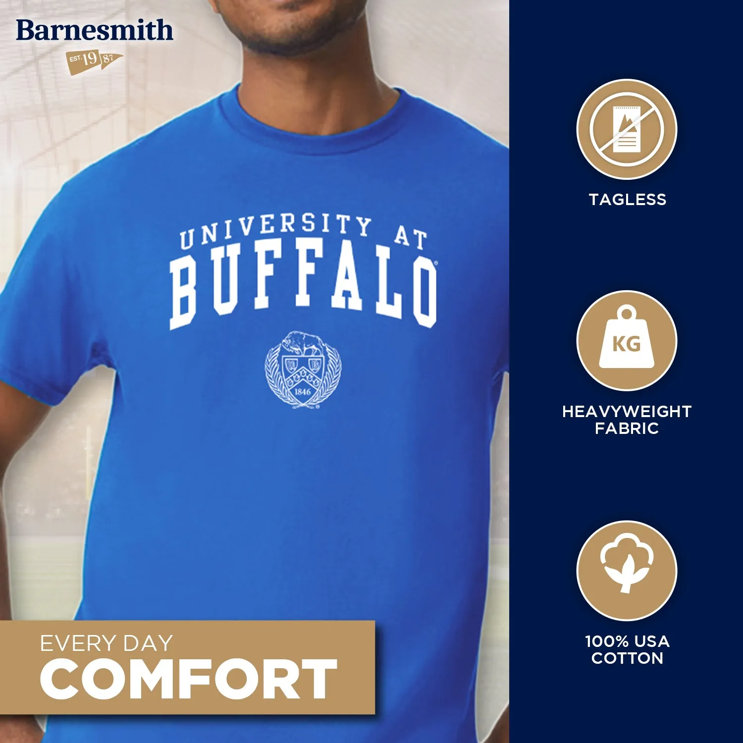 University at Buffalo Heritage T-Shirt (Royal Blue) sold by Barnesmith product image thumbnail 3