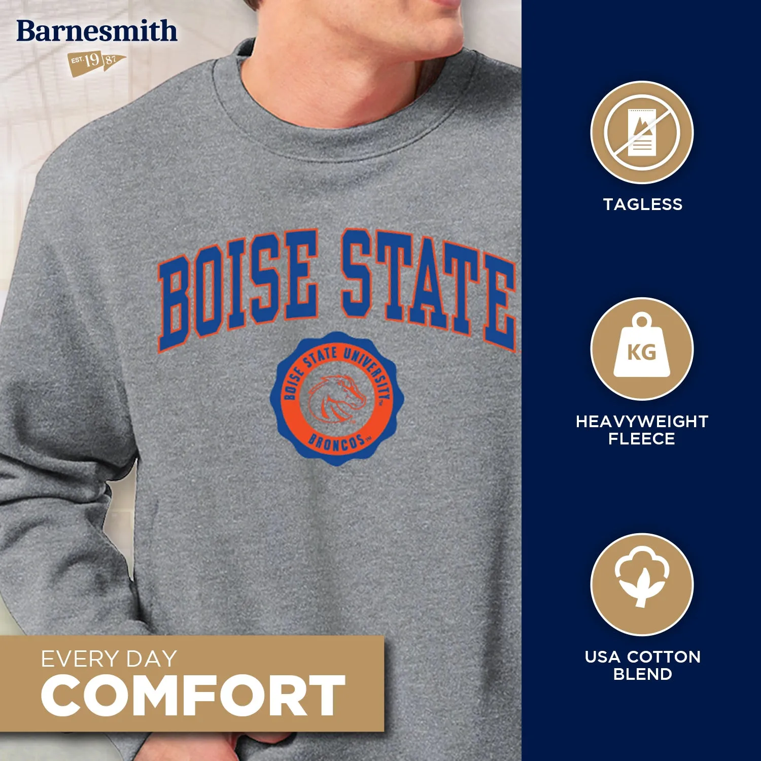 Boise State University Heritage Sweatshirt (Charcoal Grey) sold by Barnesmith product image thumbnail 3