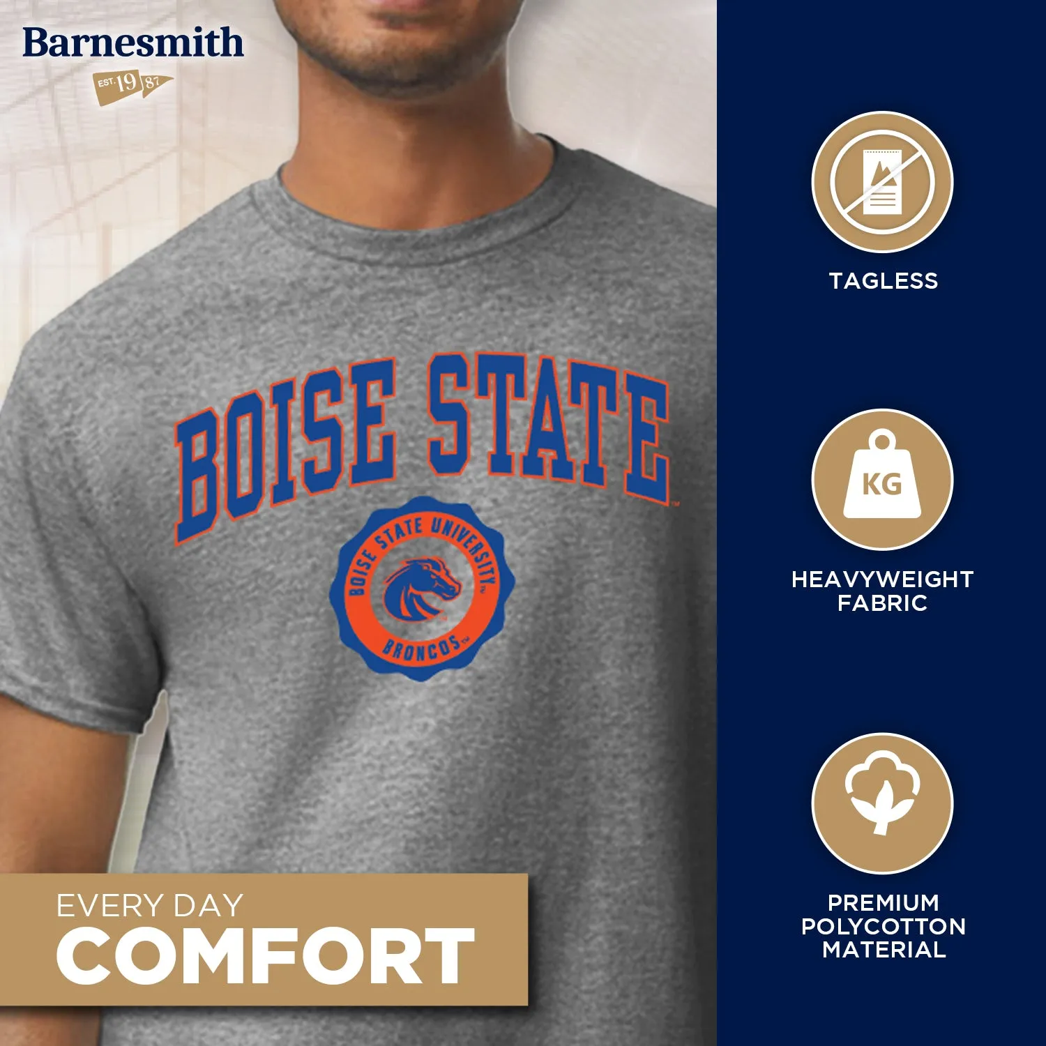 Boise State University Heritage T-Shirt (Charcoal Grey) sold by Barnesmith product image thumbnail 3