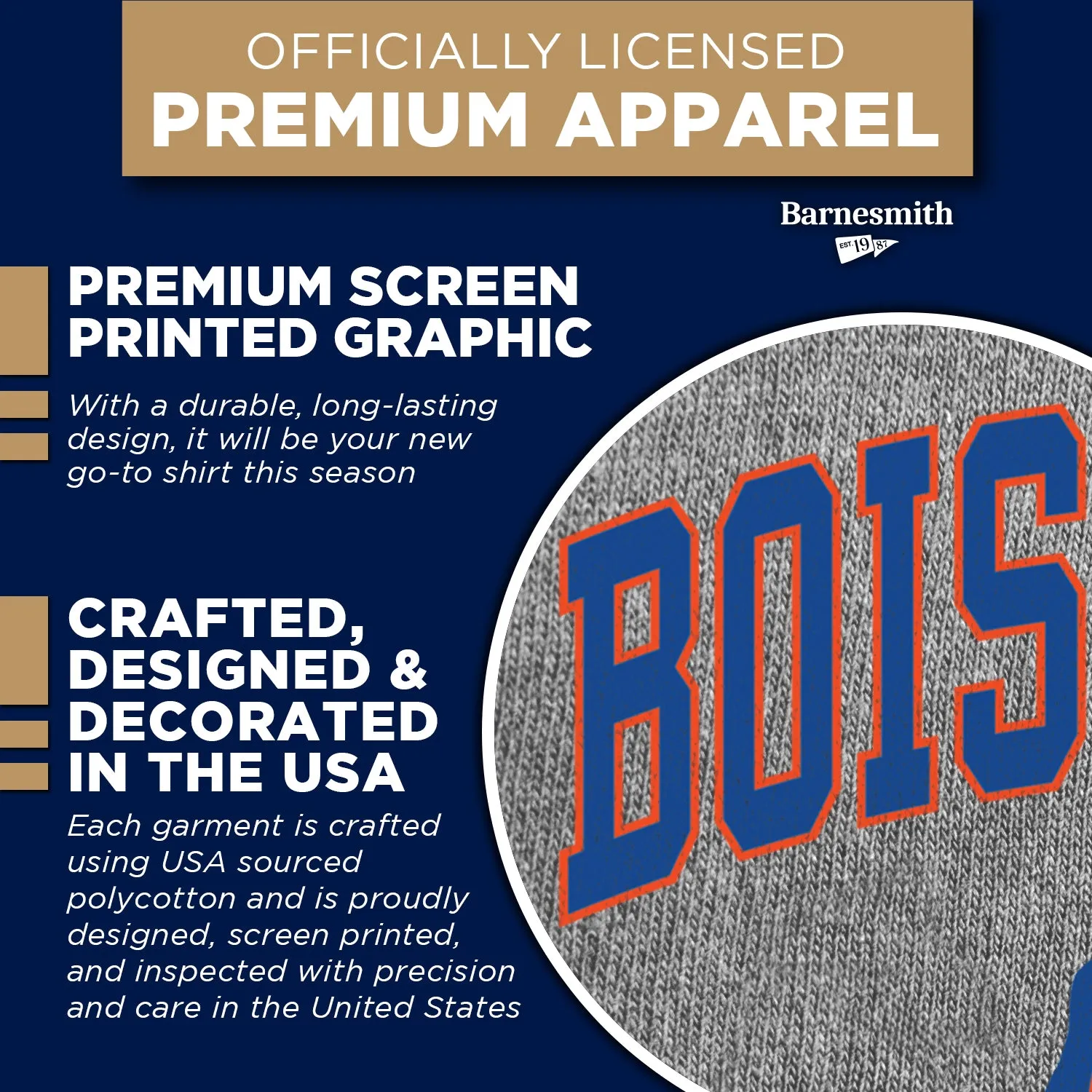 Boise State University Heritage T-Shirt (Charcoal Grey) sold by Barnesmith product image thumbnail 4