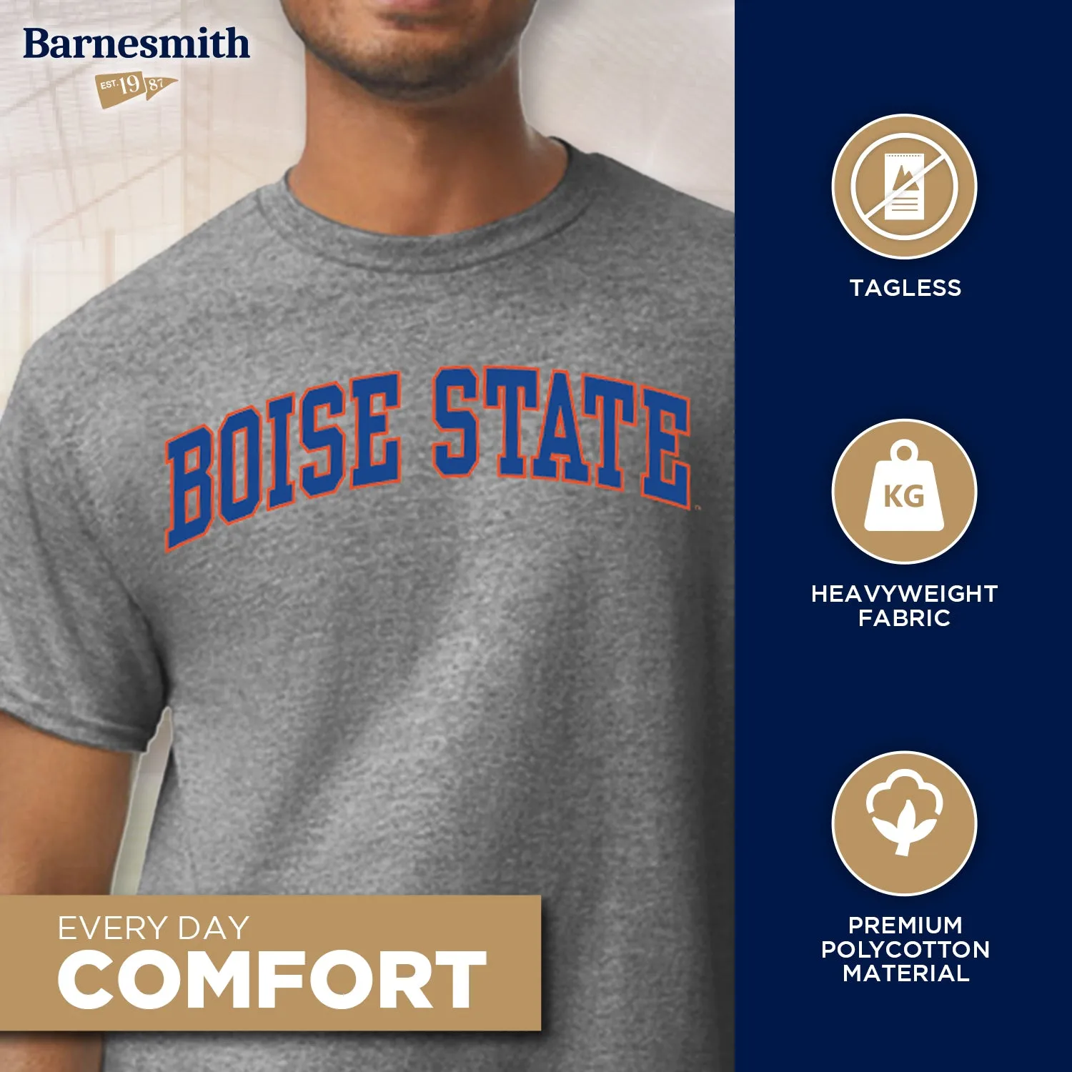 Boise State University Classic T-Shirt (Charcoal Grey) sold by Barnesmith product image thumbnail 3