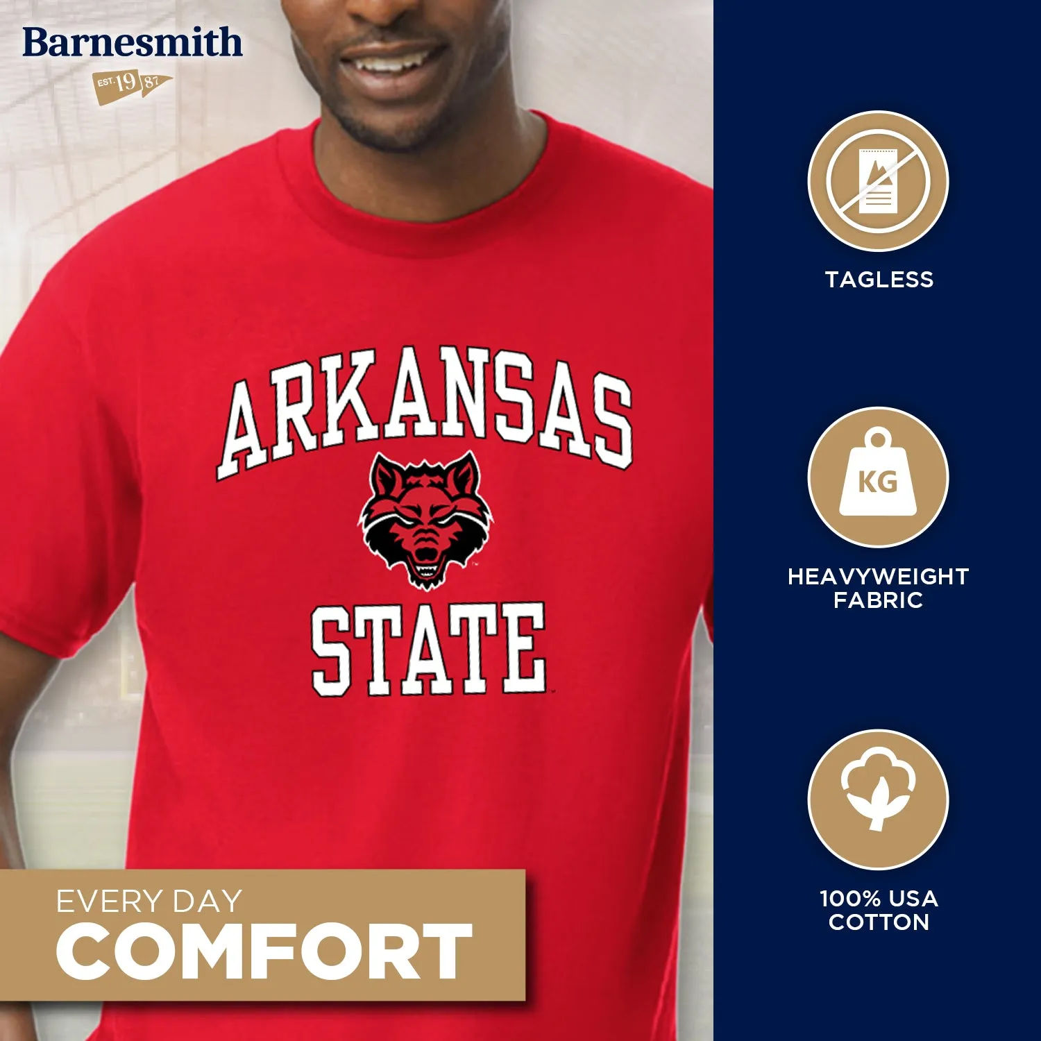 Arkansas State University Spirit T-Shirt (Red) sold by Barnesmith product image thumbnail 3