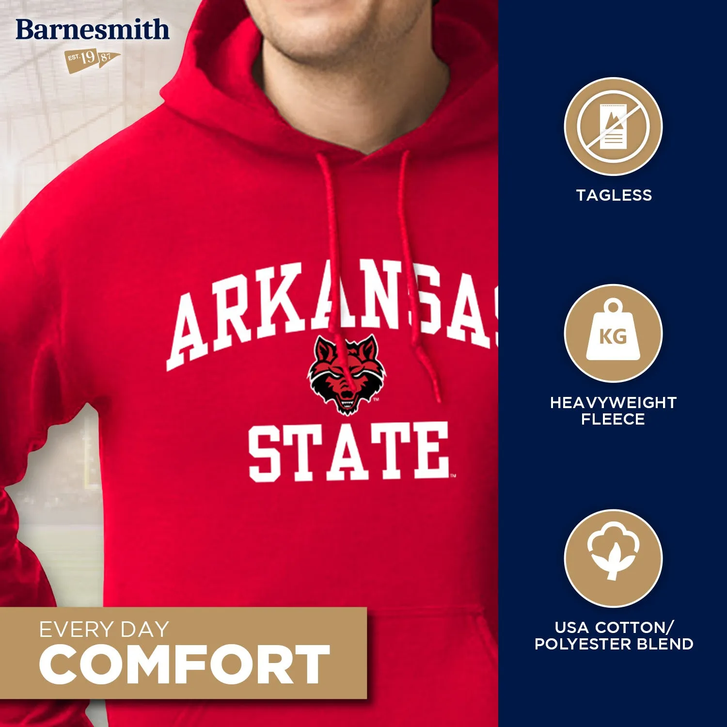 Arkansas State University Heritage Hooded Sweatshirt (Red) sold by Barnesmith product image thumbnail 3