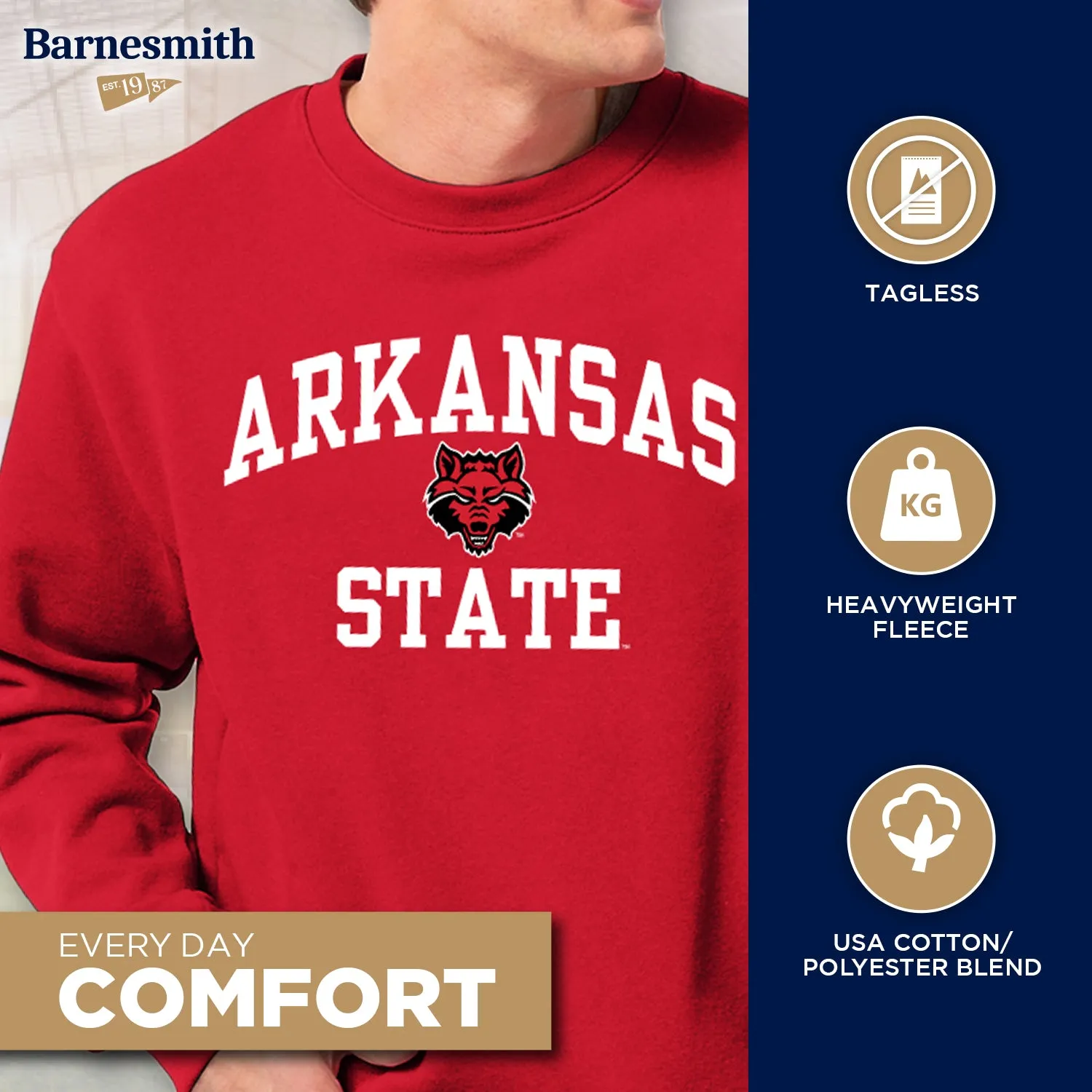 Arkansas State University Heritage Sweatshirt (Red) sold by Barnesmith product image thumbnail 3