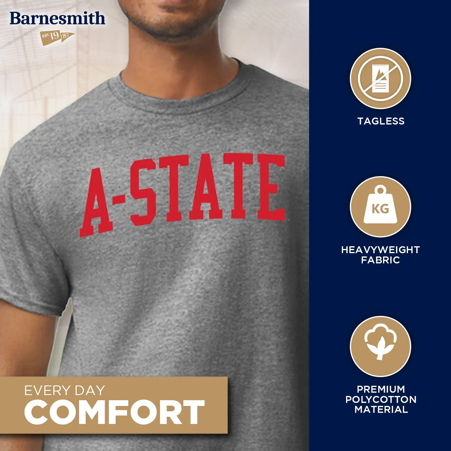 Arkansas State University Classic T-Shirt (Charcoal Grey) sold by Barnesmith product image thumbnail 3