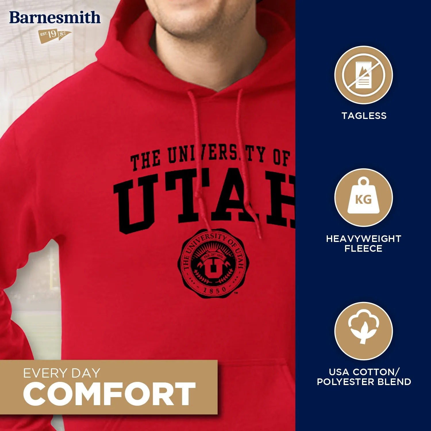 University of Utah Heritage Hooded Sweatshirt (Red) sold by Barnesmith product image thumbnail 3