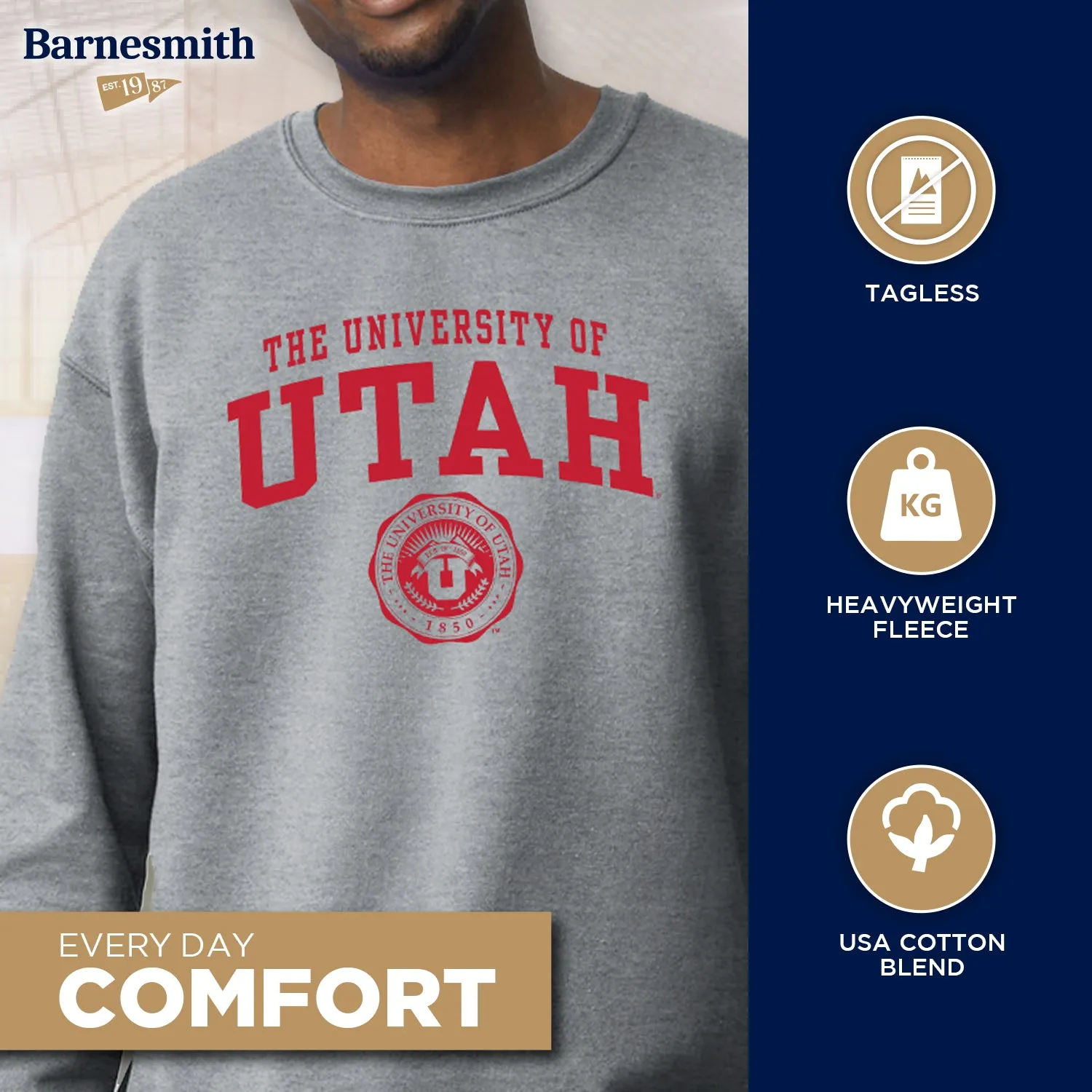 University of Utah Heritage Sweatshirt (Charcoal Grey) sold by Barnesmith product image thumbnail 3