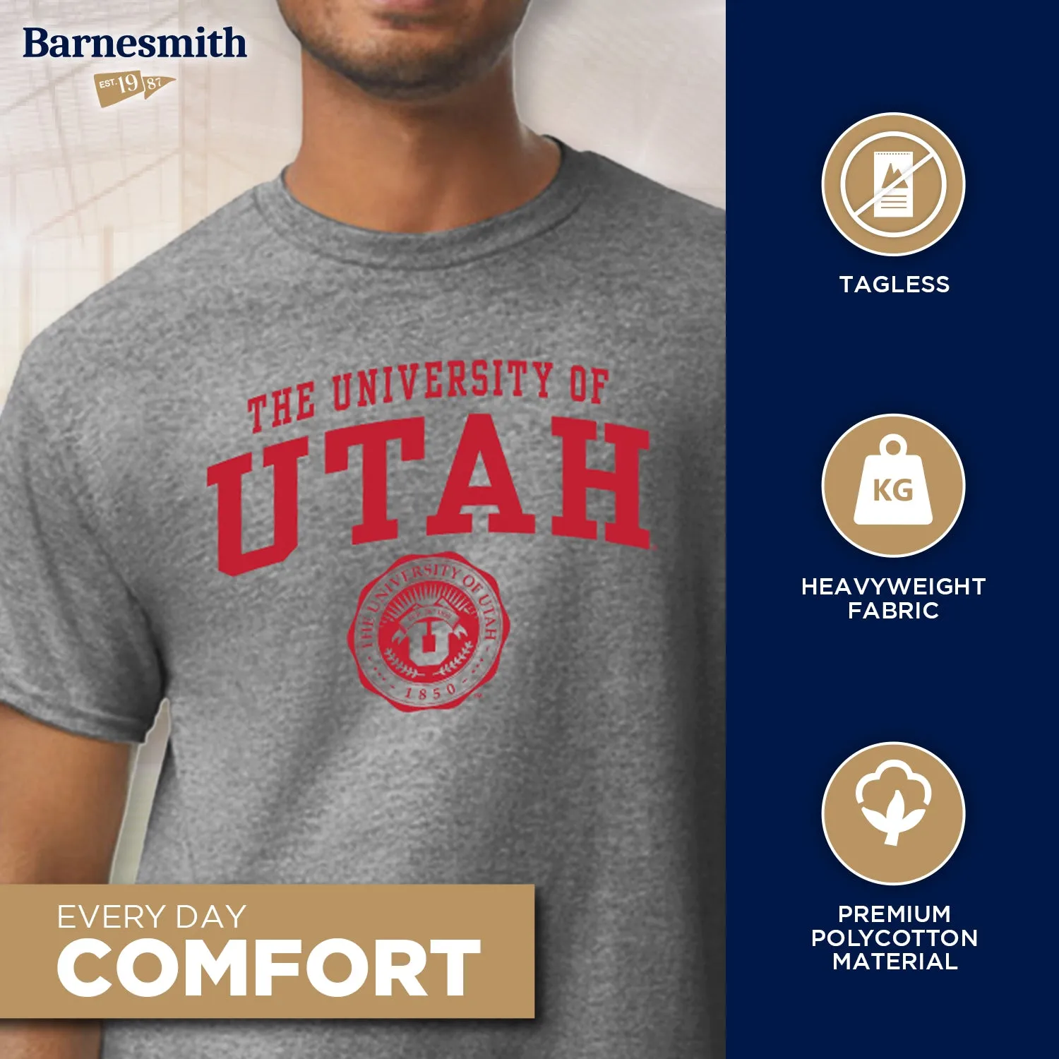 University of Utah Heritage T-Shirt (Charcoal Grey) sold by Barnesmith product image thumbnail 4