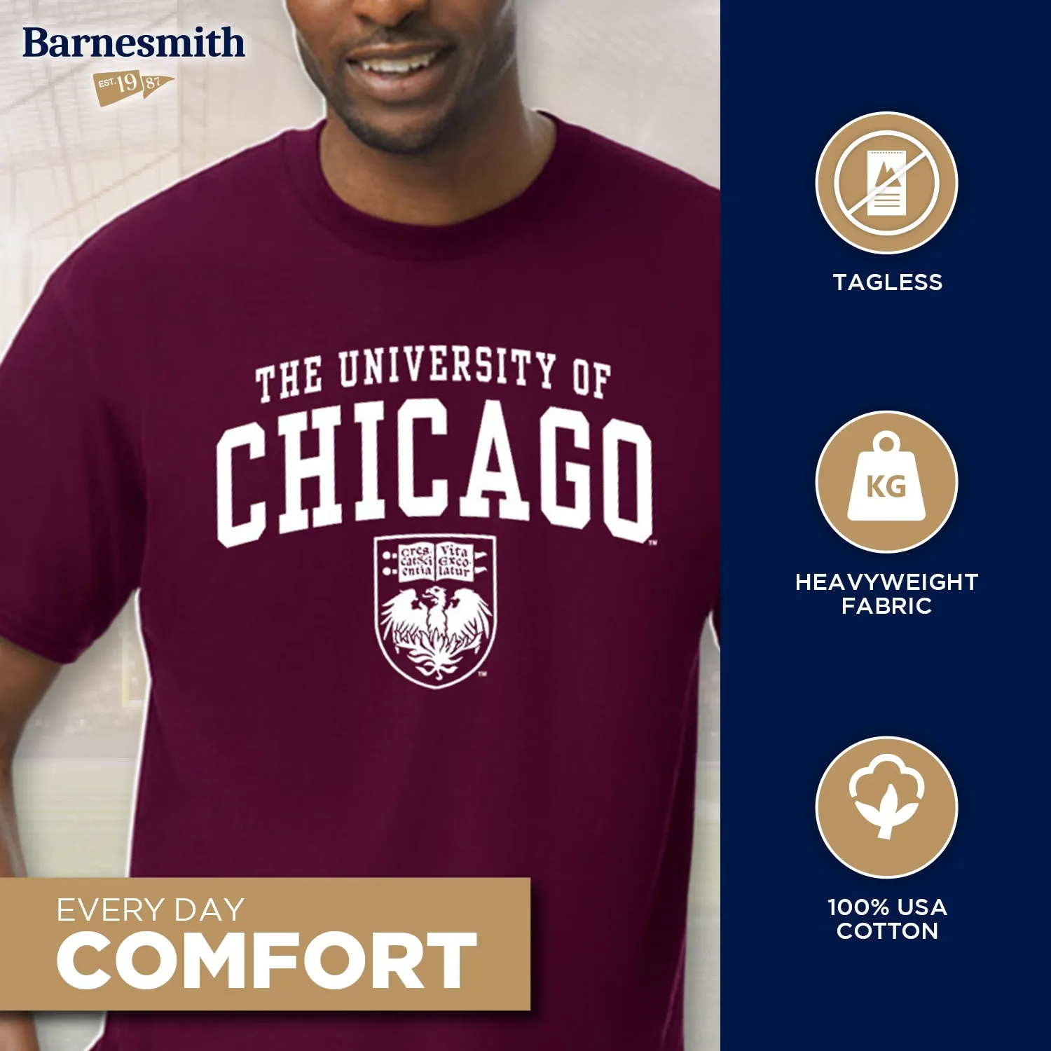 University of Chicago Heritage T-Shirt (Maroon) sold by Barnesmith product image thumbnail 3